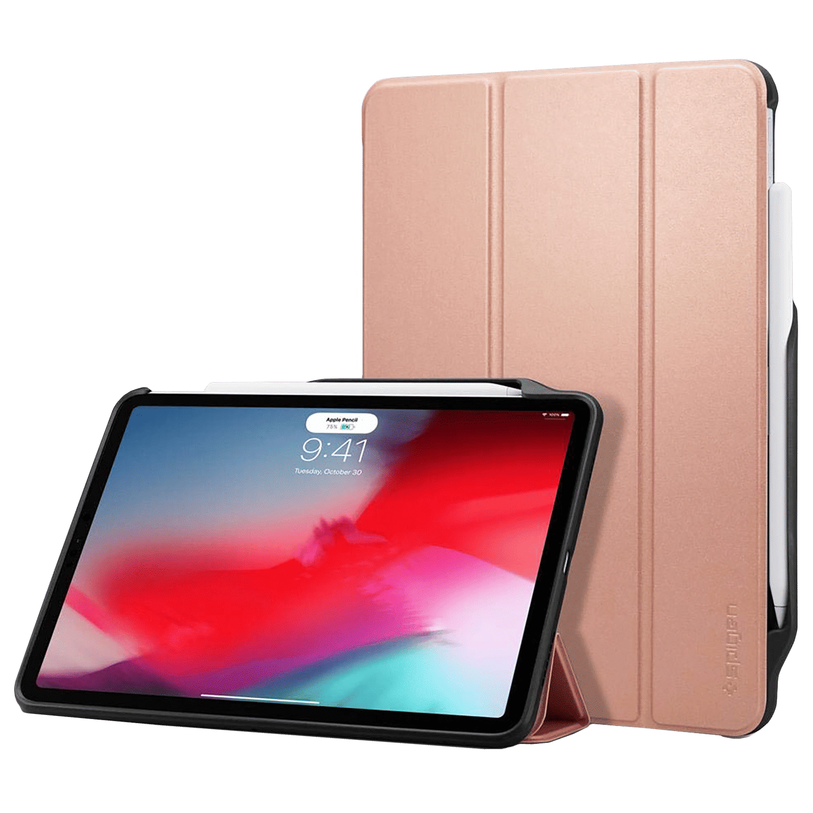 spigen Smart Fold 2 Polycarbonate TPU Flip Cover for Apple iPad Pro (Built-in Pen Slot, Rose Gold)_1