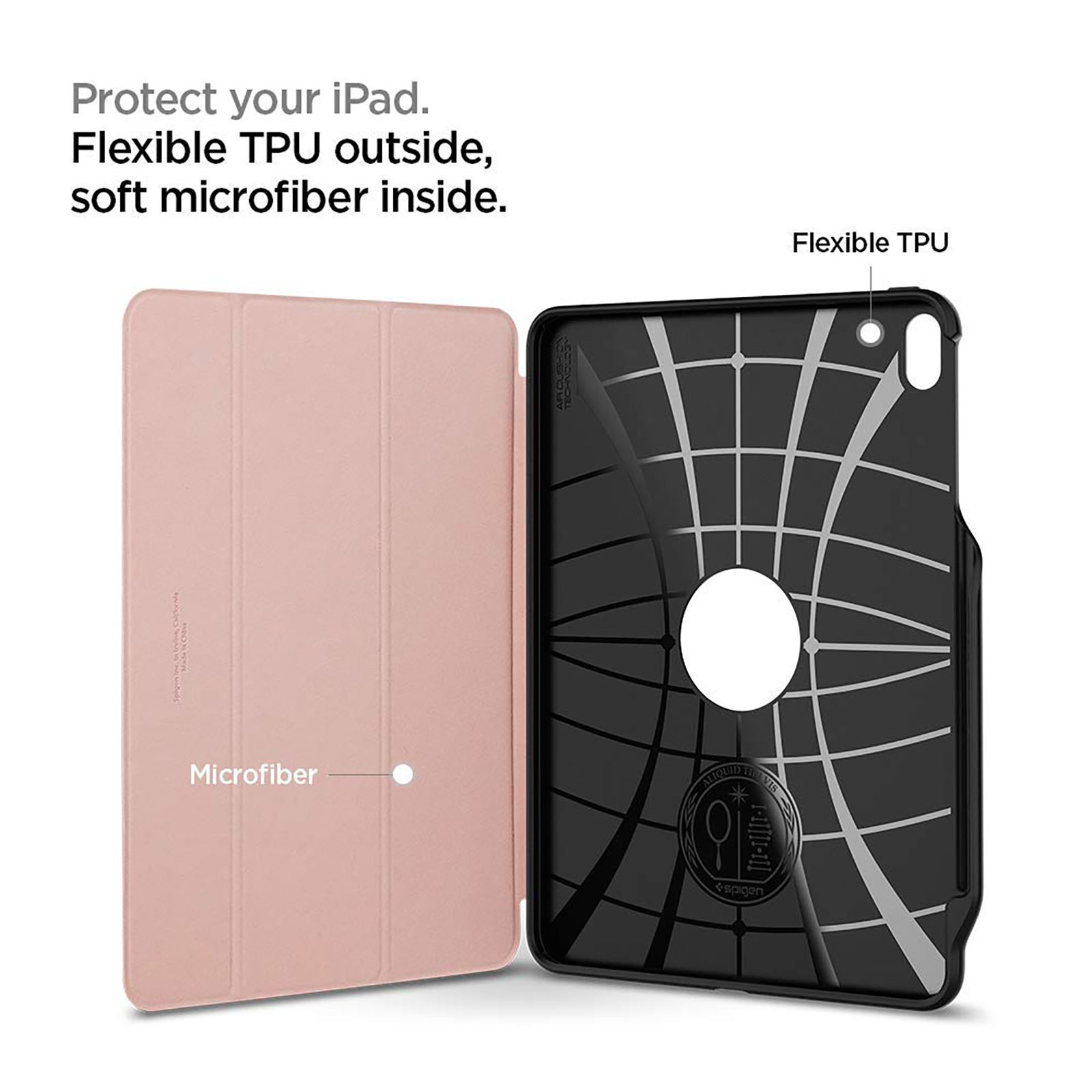 spigen Smart Fold 2 Polycarbonate TPU Flip Cover for Apple iPad Pro (Built-in Pen Slot, Rose Gold)_5