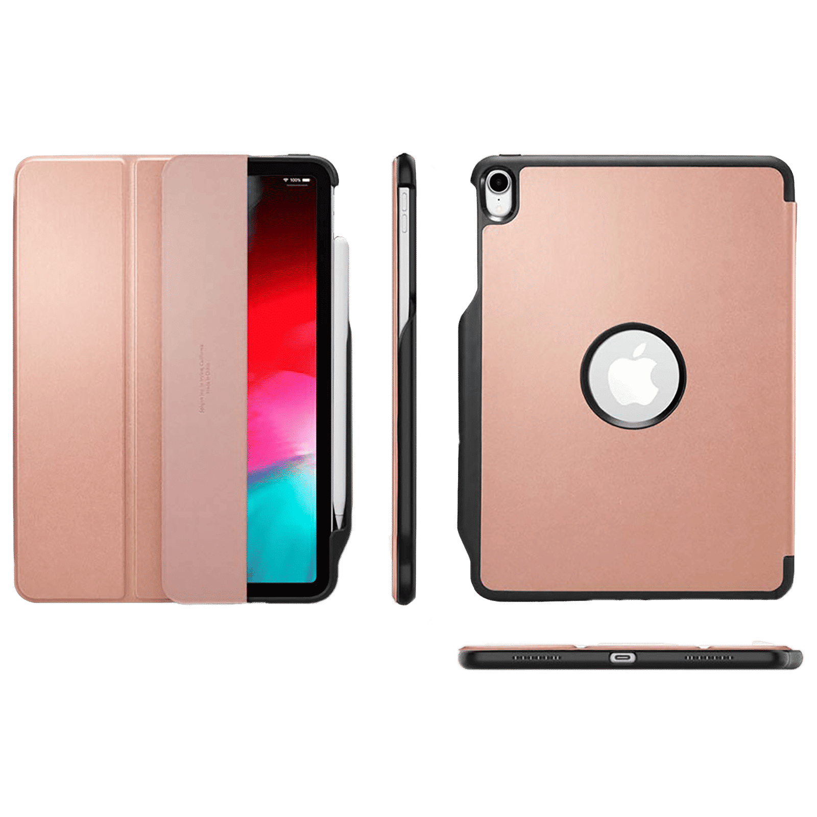 spigen Smart Fold 2 Polycarbonate TPU Flip Cover for Apple iPad Pro (Built-in Pen Slot, Rose Gold)_9