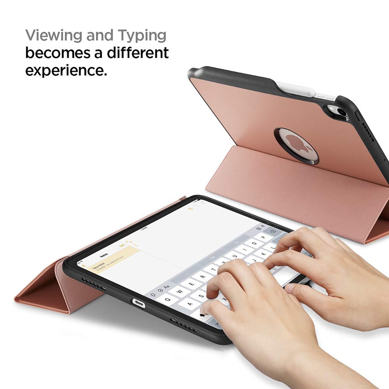 spigen Smart Fold 2 Polycarbonate TPU Flip Cover for Apple iPad Pro (Built-in Pen Slot, Rose Gold)_11