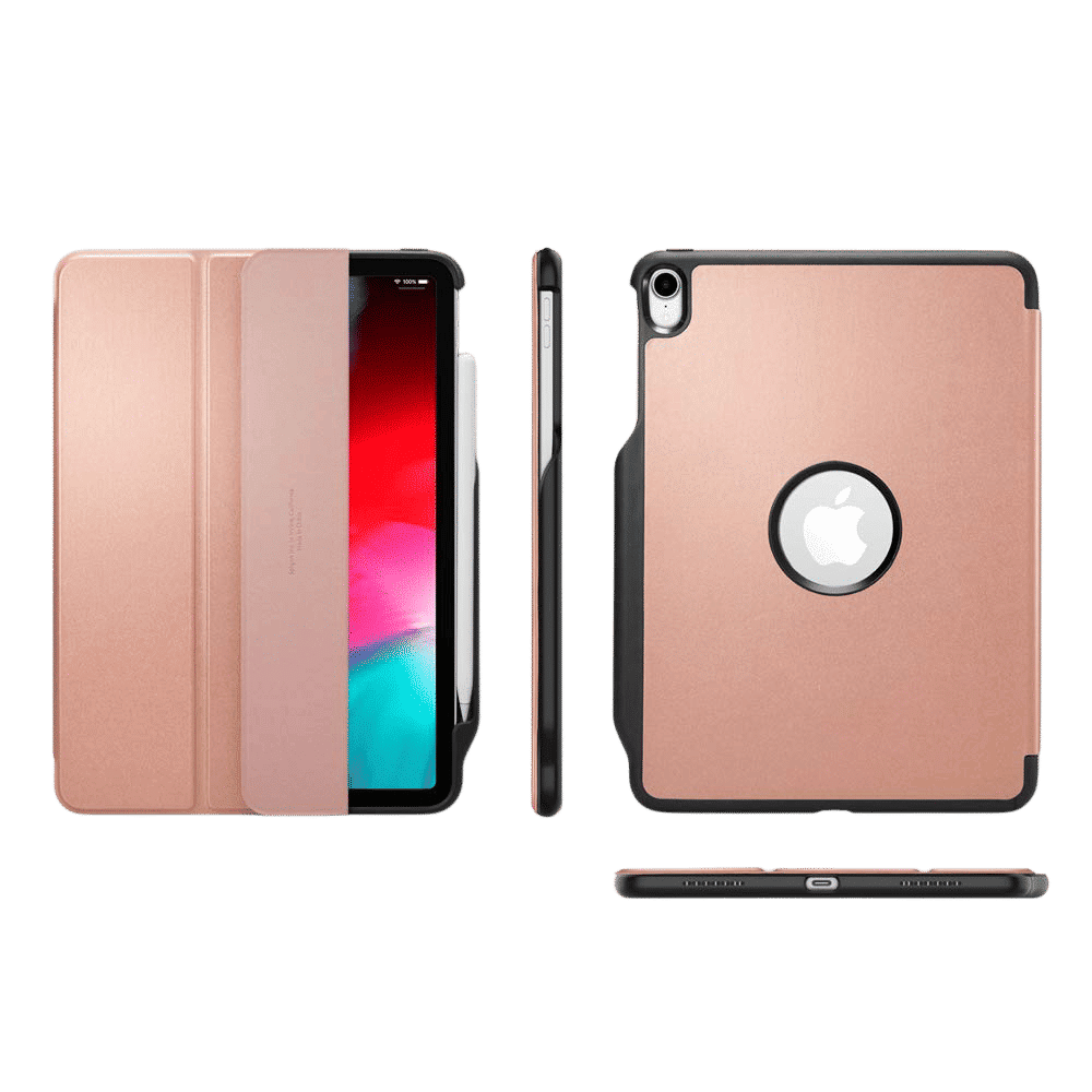 spigen Smart Fold 2 Polycarbonate TPU Flip Cover for Apple iPad Pro (Built-in Pen Slot, Rose Gold)_4