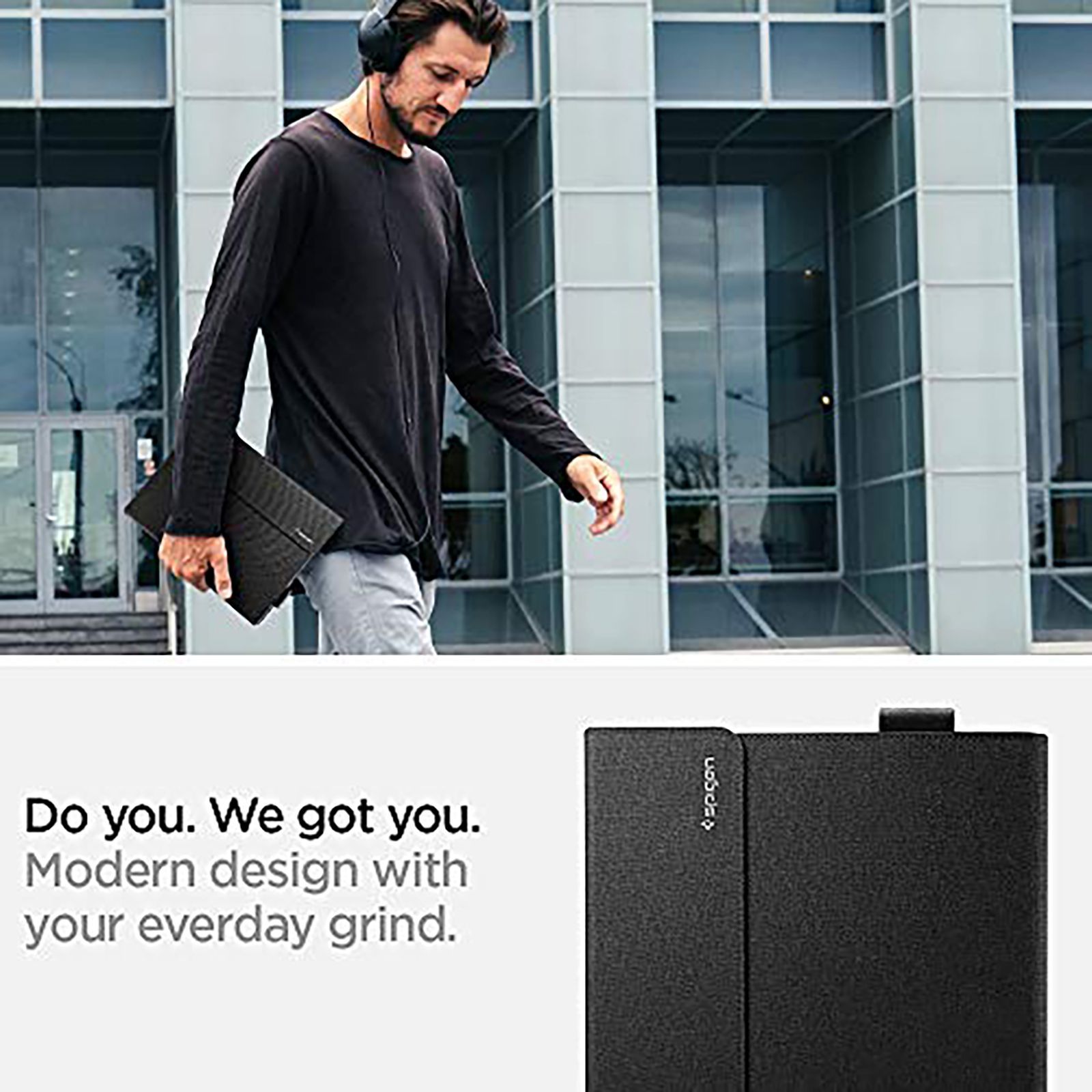 spigen Stand Folio Fabric Flip Cover For Microsoft Surface Pro X (Hands Free Viewing, Black)_7