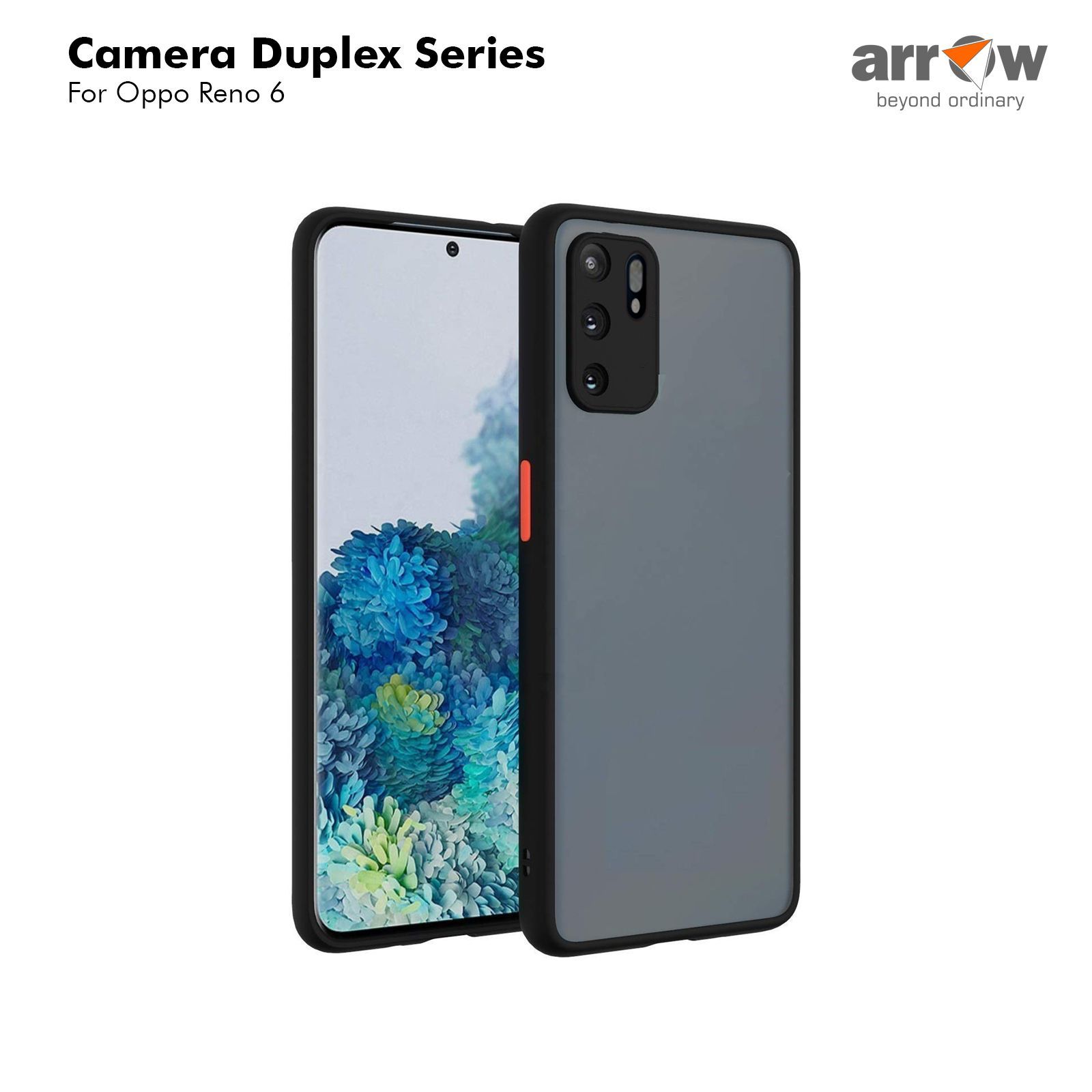 Arrow Duplex Acrylic & TPU Back Cover for OPPO Reno 6 (Scratch Resistant, Black)_9