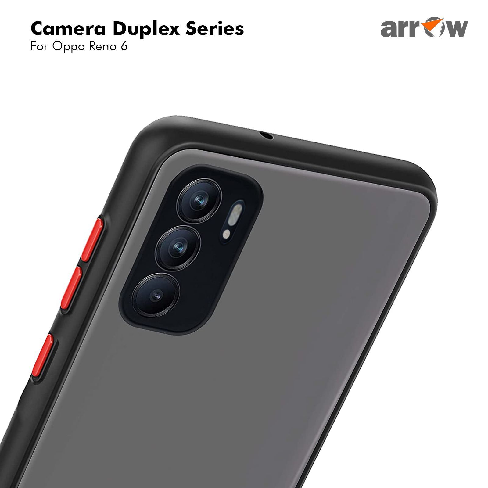 Arrow Duplex Acrylic & TPU Back Cover for OPPO Reno 6 (Scratch Resistant, Black)_8
