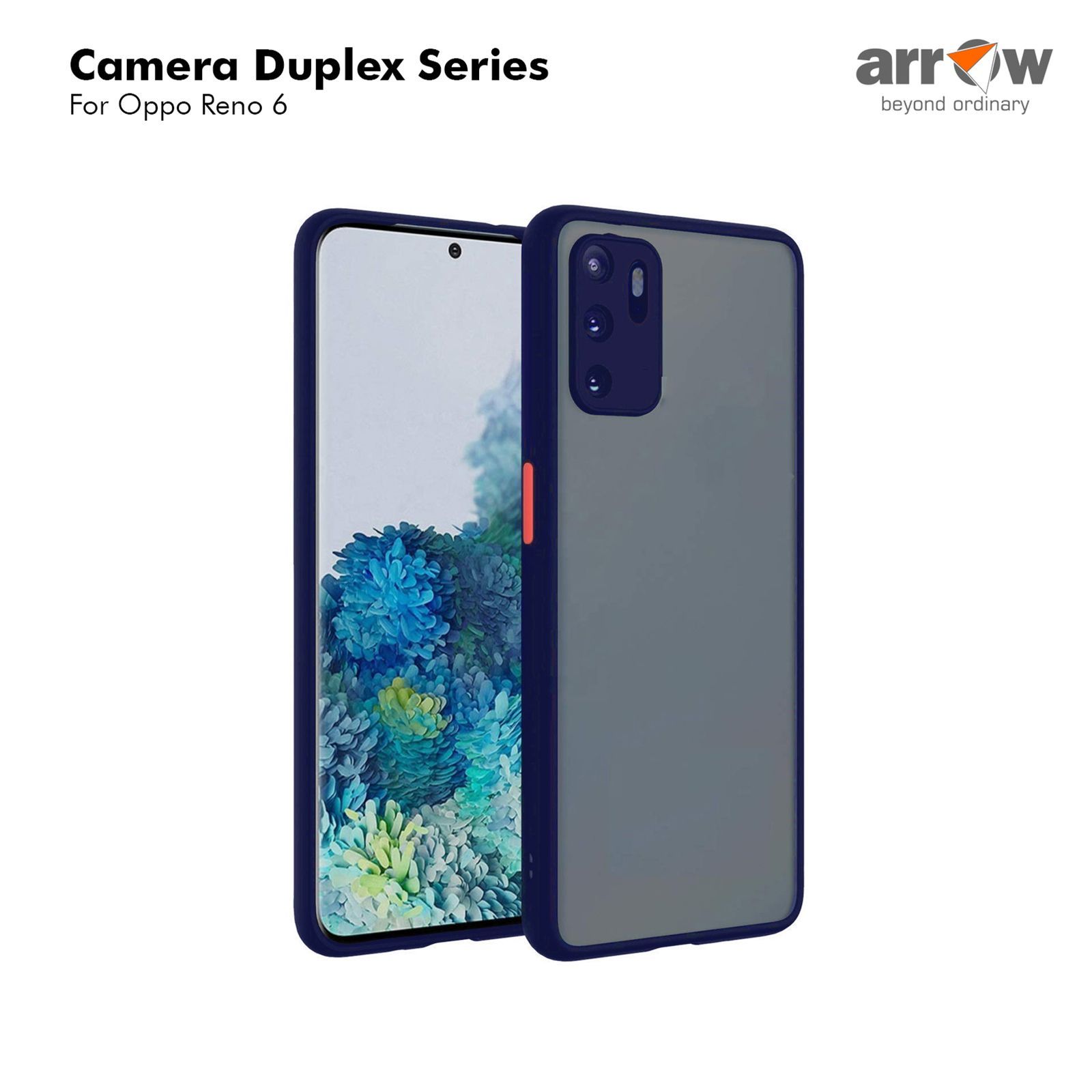 Arrow Duplex Acrylic & TPU Back Cover for OPPO Reno 6 (Scratch Resistant, Blue)_9