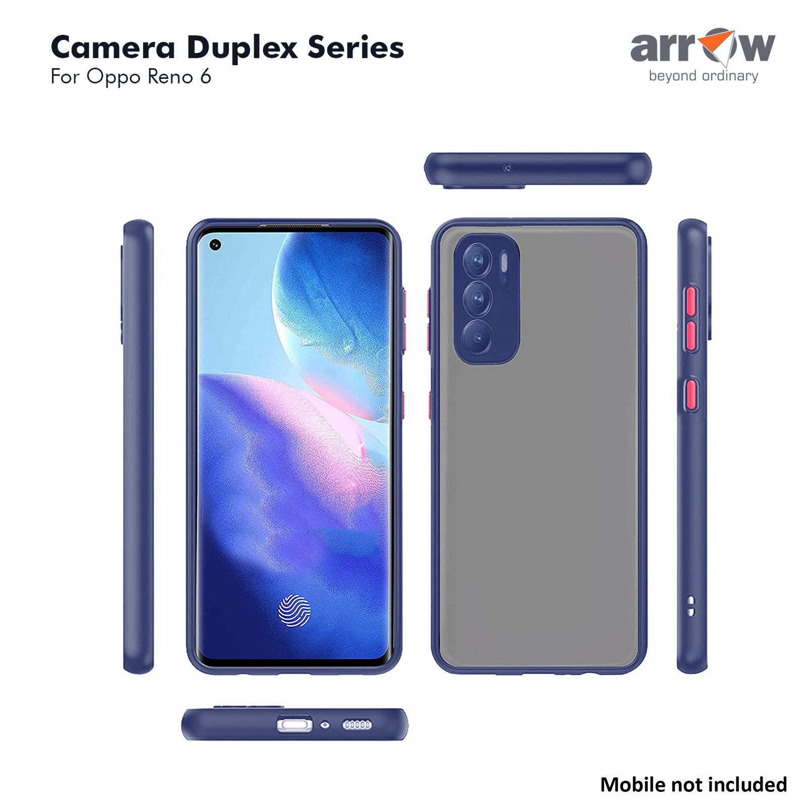 Arrow Duplex Acrylic & TPU Back Cover for OPPO Reno 6 (Scratch Resistant, Blue)_7