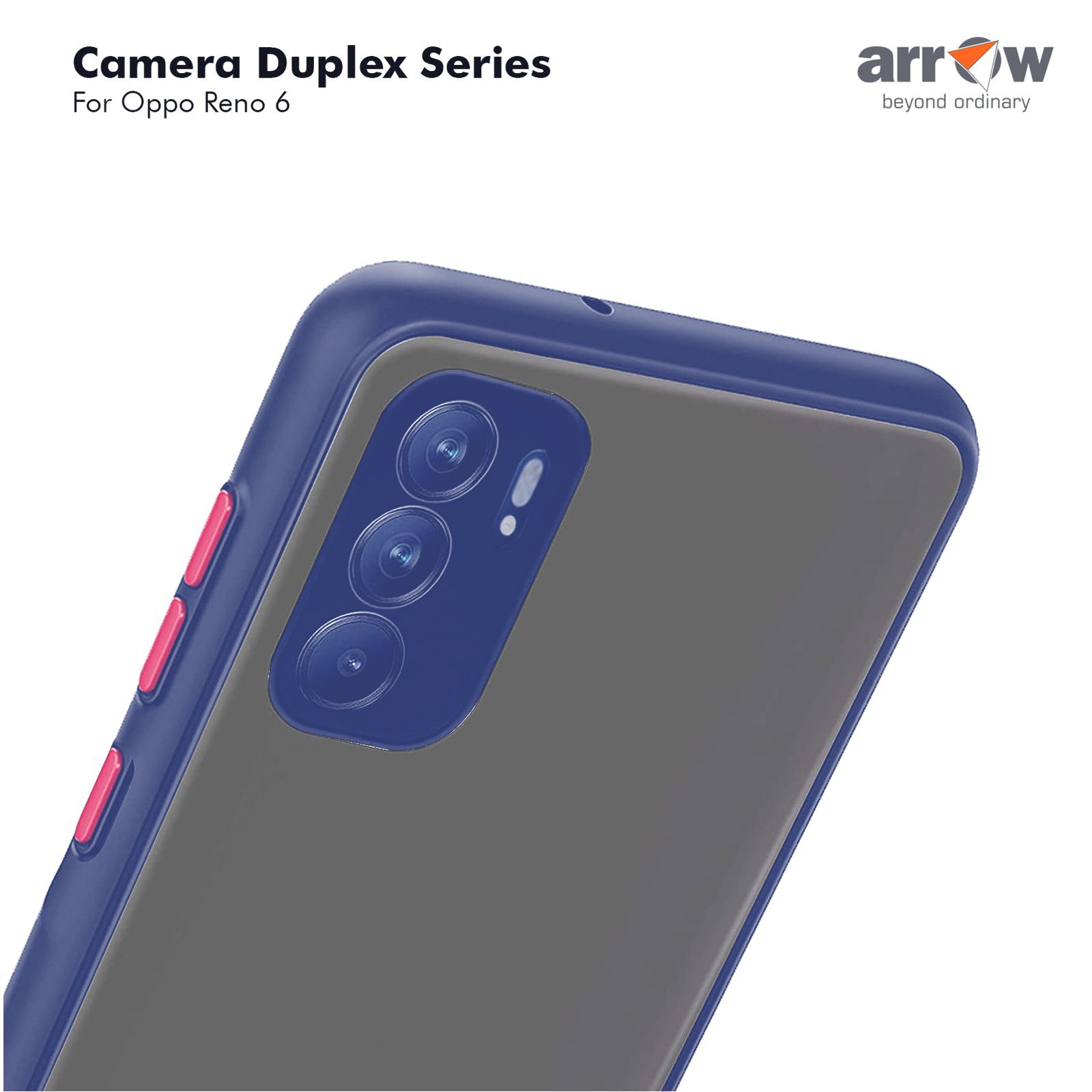 Arrow Duplex Acrylic & TPU Back Cover for OPPO Reno 6 (Scratch Resistant, Blue)_8