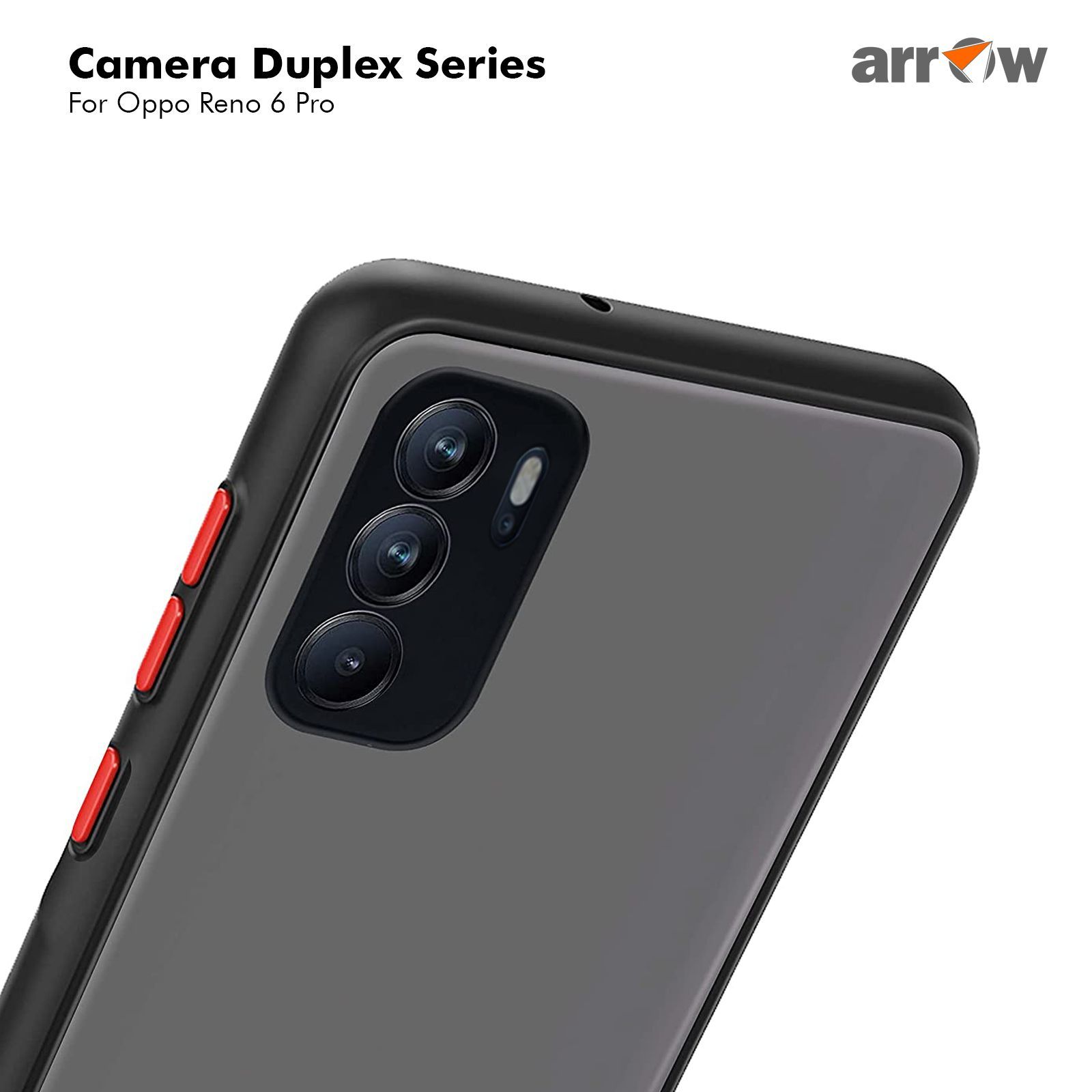 Arrow Duplex Acrylic & TPU Back Cover for OPPO Reno 6 Pro (Scratch Resistant, Black)_8