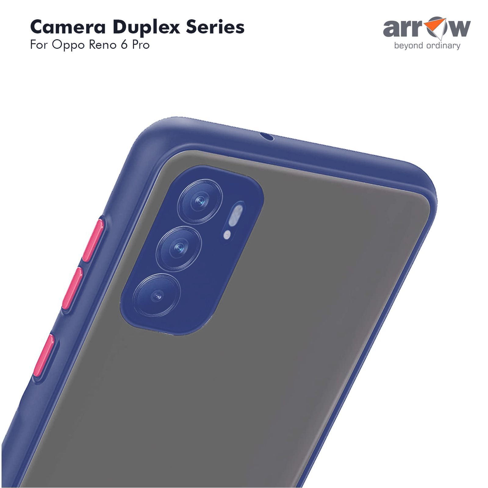 Arrow Duplex Acrylic & TPU Back Cover for OPPO Reno 6 Pro (Scratch Resistant, Blue)_8