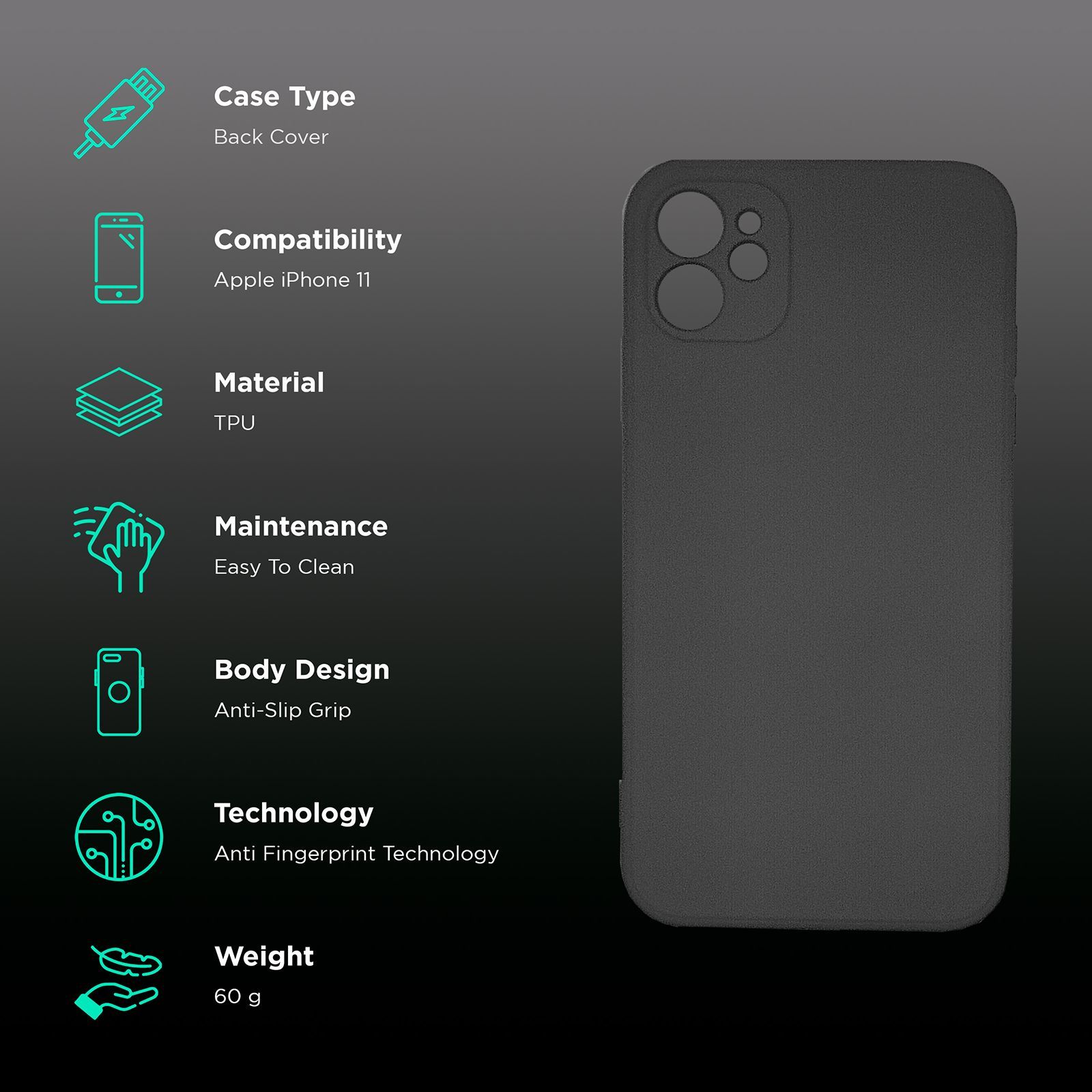 soundREVO C011 TPU Back Cover for Apple iPhone 11 (Camera Protection,, Black)_2