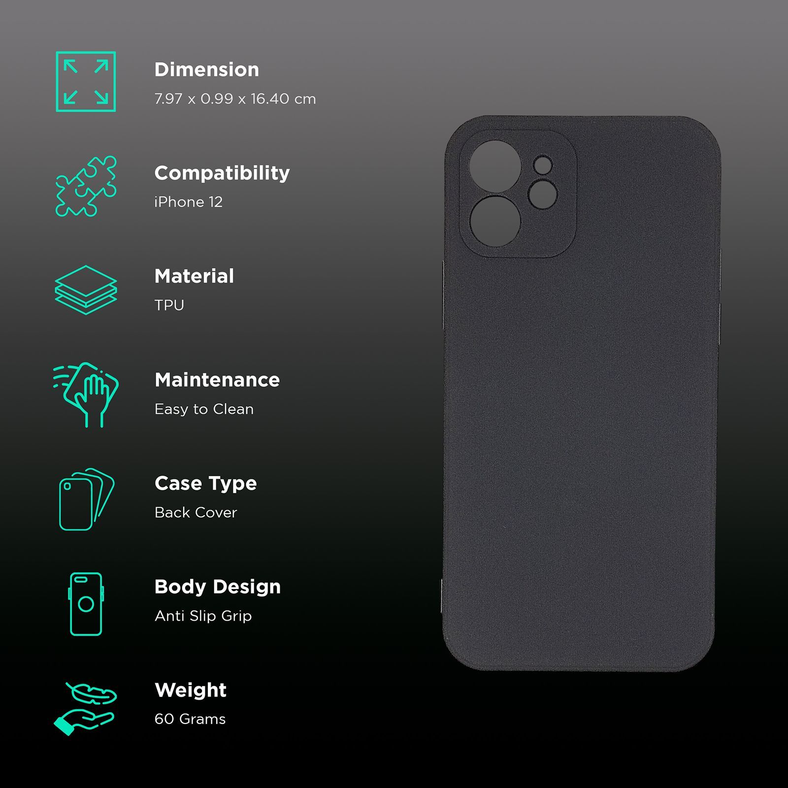 soundREVO C012 TPU Back Cover for Apple iPhone 12 (Camera Protection,, Black) soundREVO C012 TPU Back Cover for Apple iPhone 12 (Camera Protection,, Black)_2