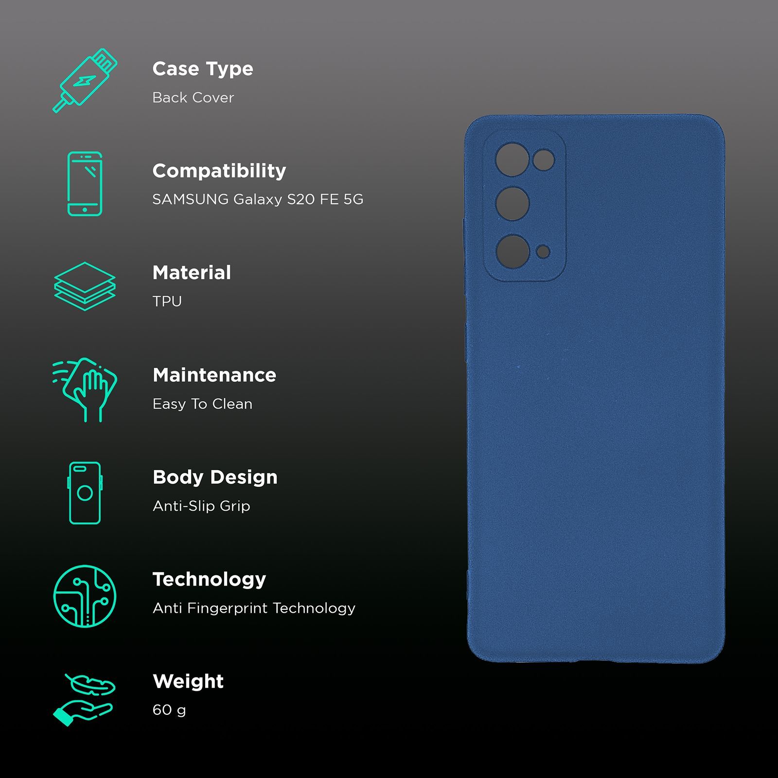 soundREVO C020FE TPU Back Cover for Samsung Galaxy S20 FE 5G (Camera Protection,, Blue)_2