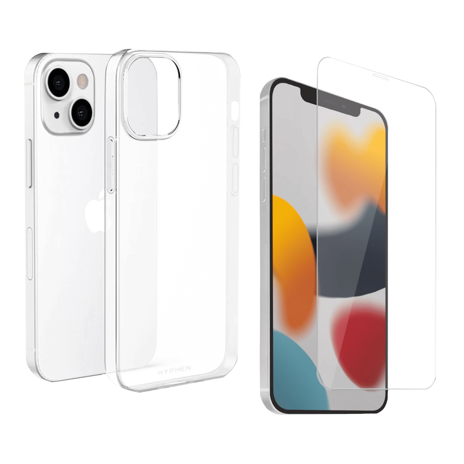 HYPHEN AIRE Screen Protector & Hard TPU Back Cover Combo for Apple iPhone 13 Mini (Supports Wireless Charging, Clear)_1