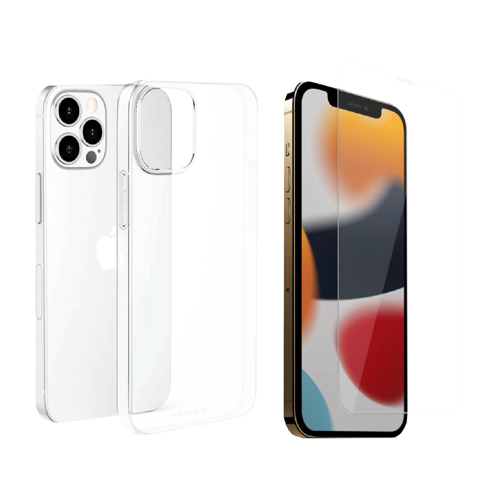 HYPHEN AIRE Screen Protector & Hard TPU Back Cover Combo for Apple iPhone 13 Pro Max (Supports Wireless Charging, Clear)_1