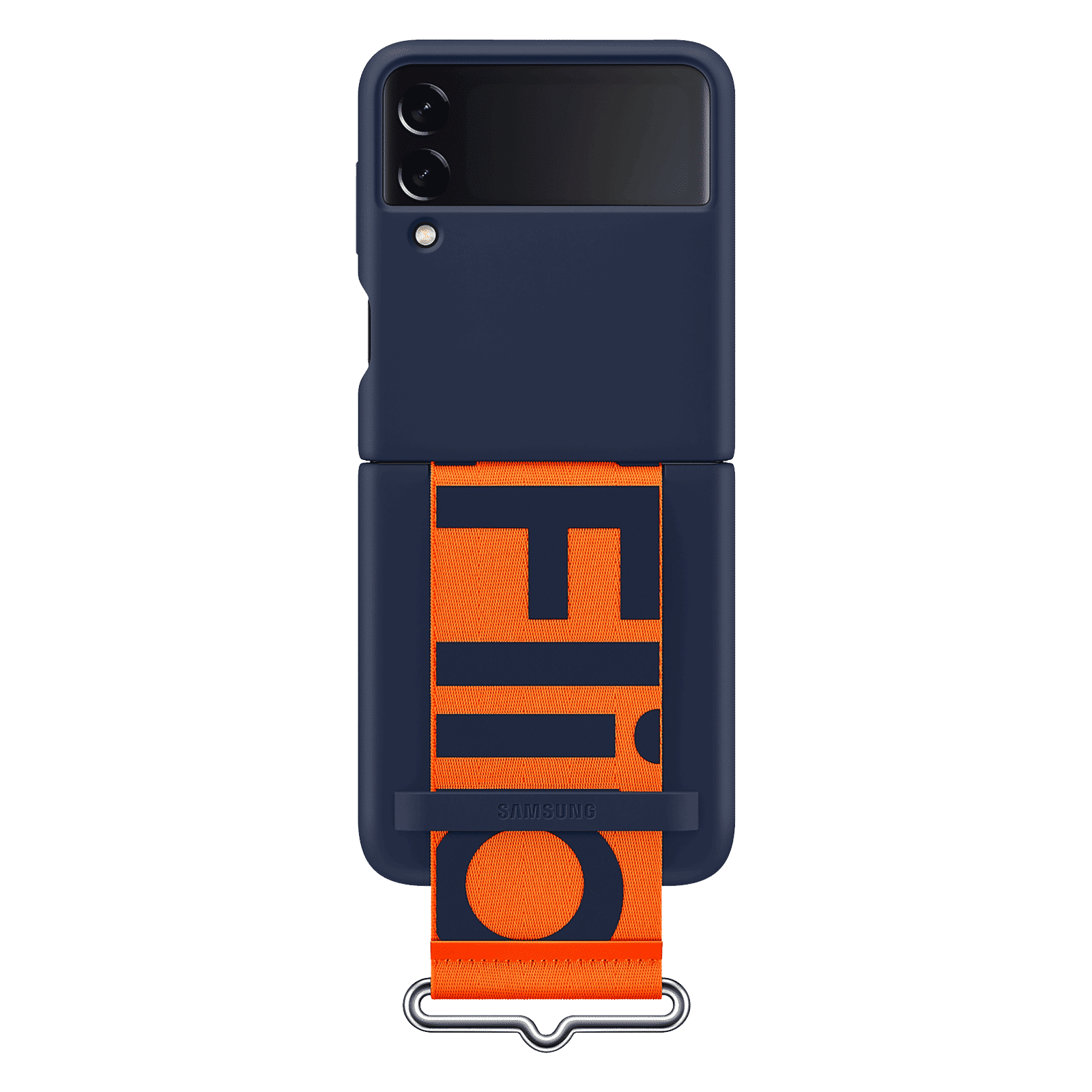 SAMSUNG Soft Silicone Back Cover for SAMSUNG Galaxy Z Flip3 5G (Built-in Hand Strap, Navy)_1