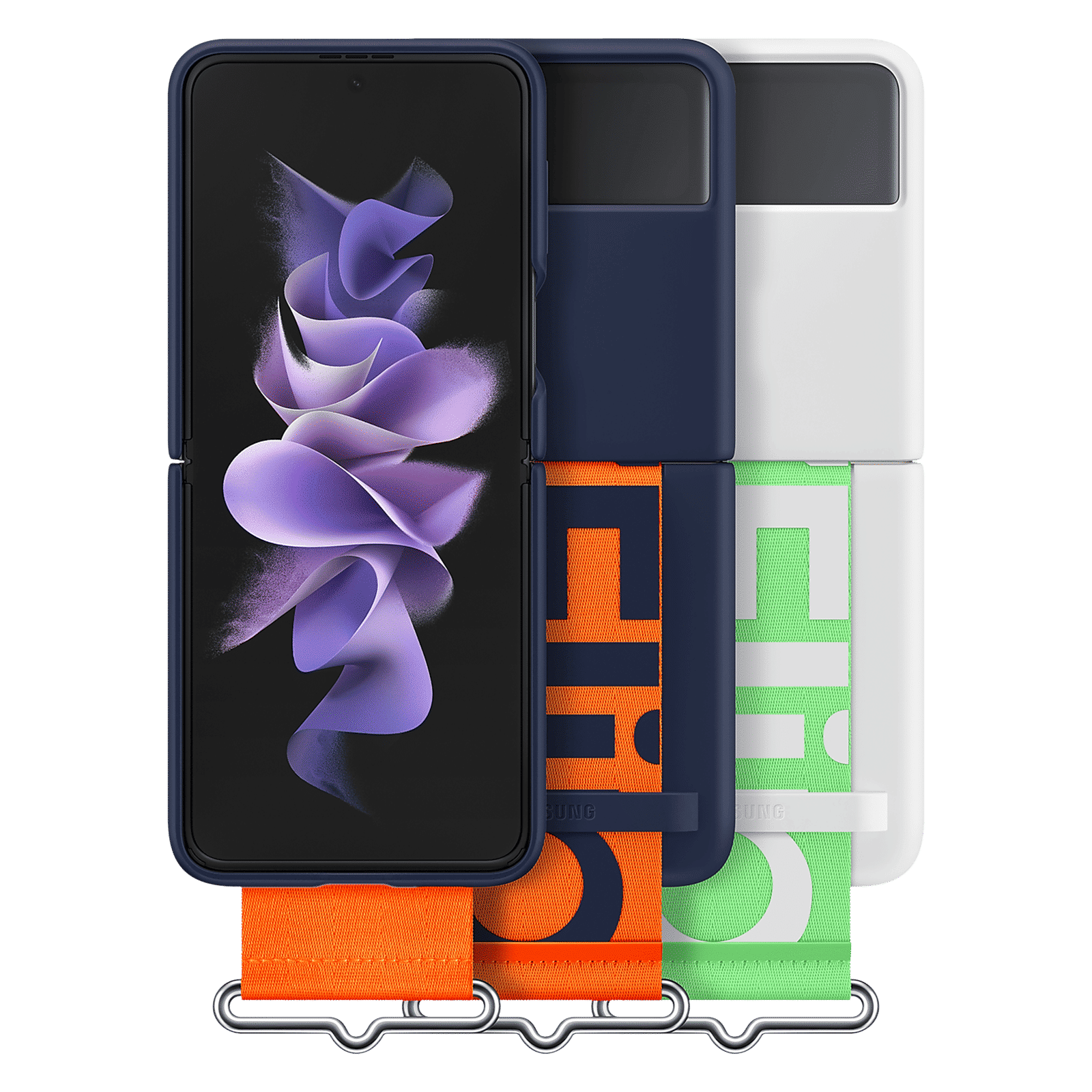 SAMSUNG Soft Silicone Back Cover for SAMSUNG Galaxy Z Flip3 5G (Built-in Hand Strap, Navy)_11