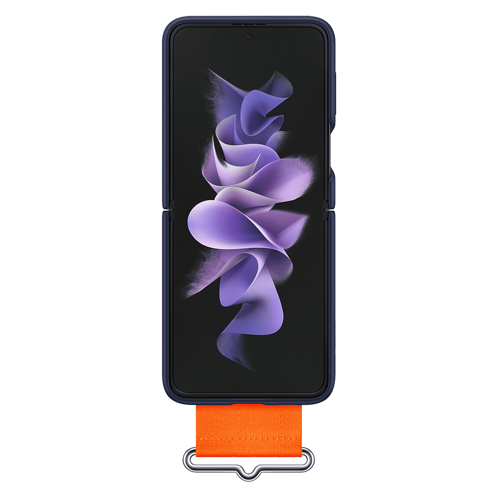 SAMSUNG Soft Silicone Back Cover for SAMSUNG Galaxy Z Flip3 5G (Built-in Hand Strap, Navy)_4