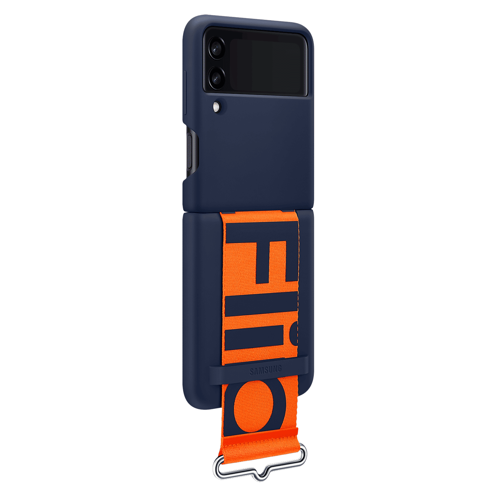 SAMSUNG Soft Silicone Back Cover for SAMSUNG Galaxy Z Flip3 5G (Built-in Hand Strap, Navy)_6
