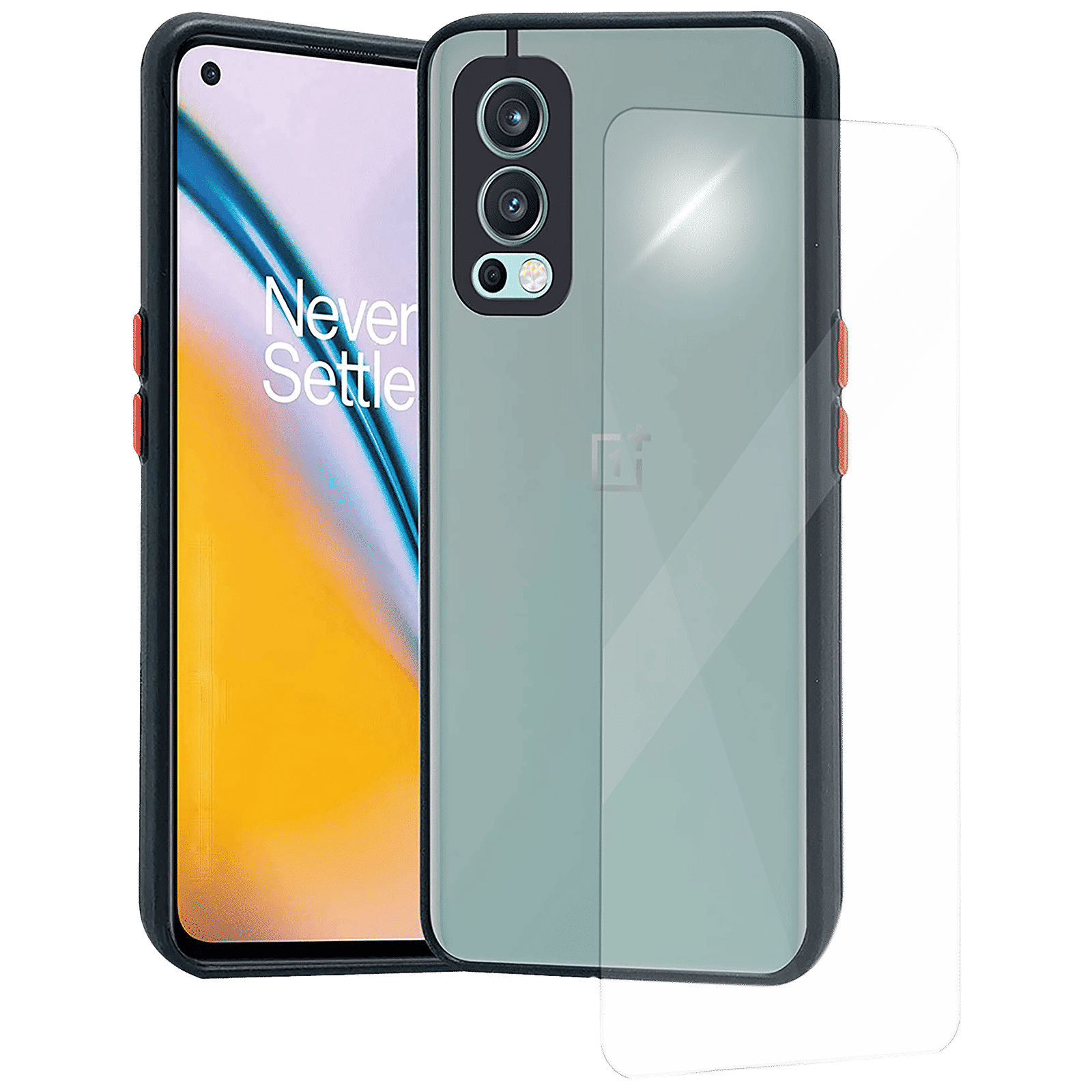 Arrow Duplex Screen Protector & Polycarbonate Back Cover Combo for OnePlus Nord 2 5G (Anti Scratch Design, Black)_1