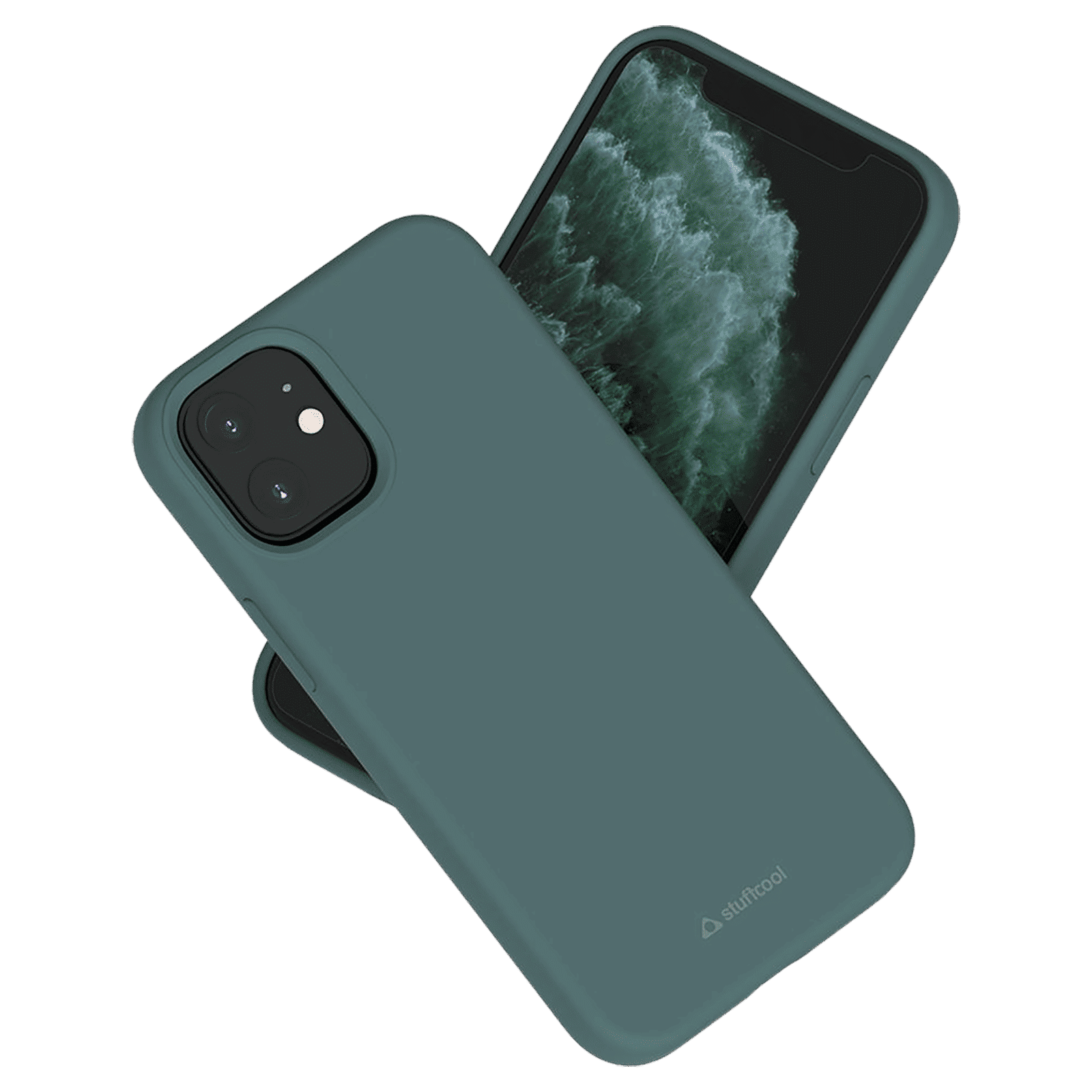 stuffcool Silo Soft and Smooth Rubber Back Cover for Apple iPhone 13 Mini (Camera Protection, Green)_1