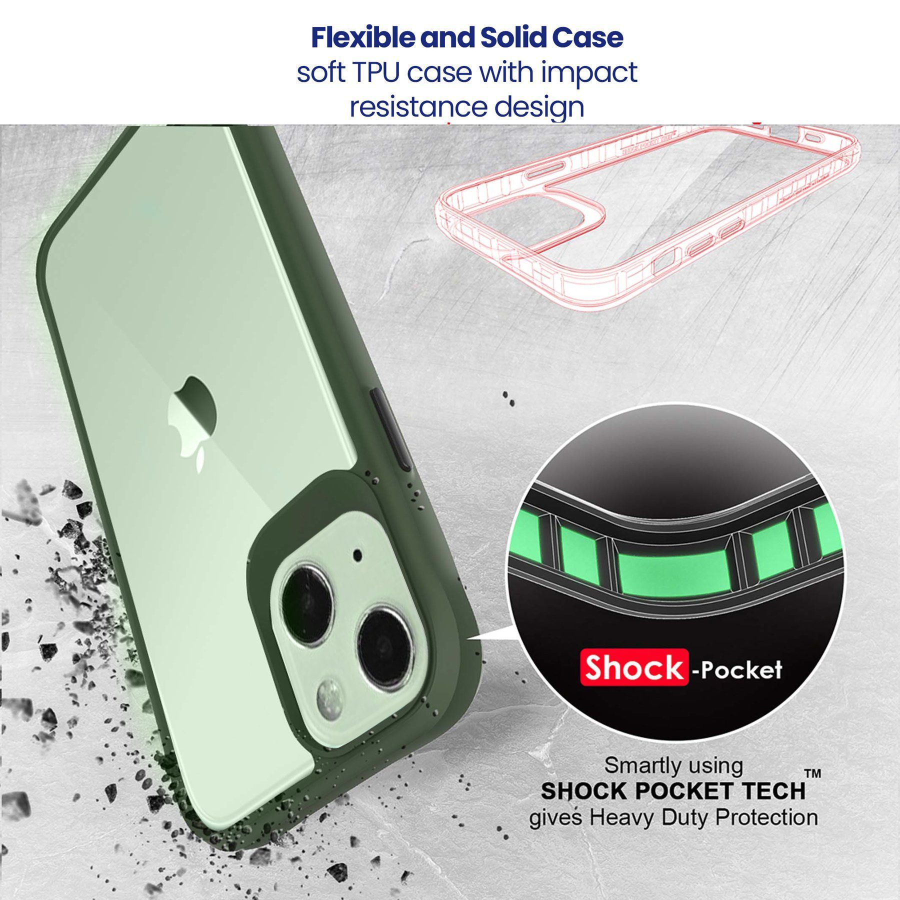 stuffcool Aktion TPU Back Cover for Apple iPhone 13 (Shock Pocket Technology, Green)_7