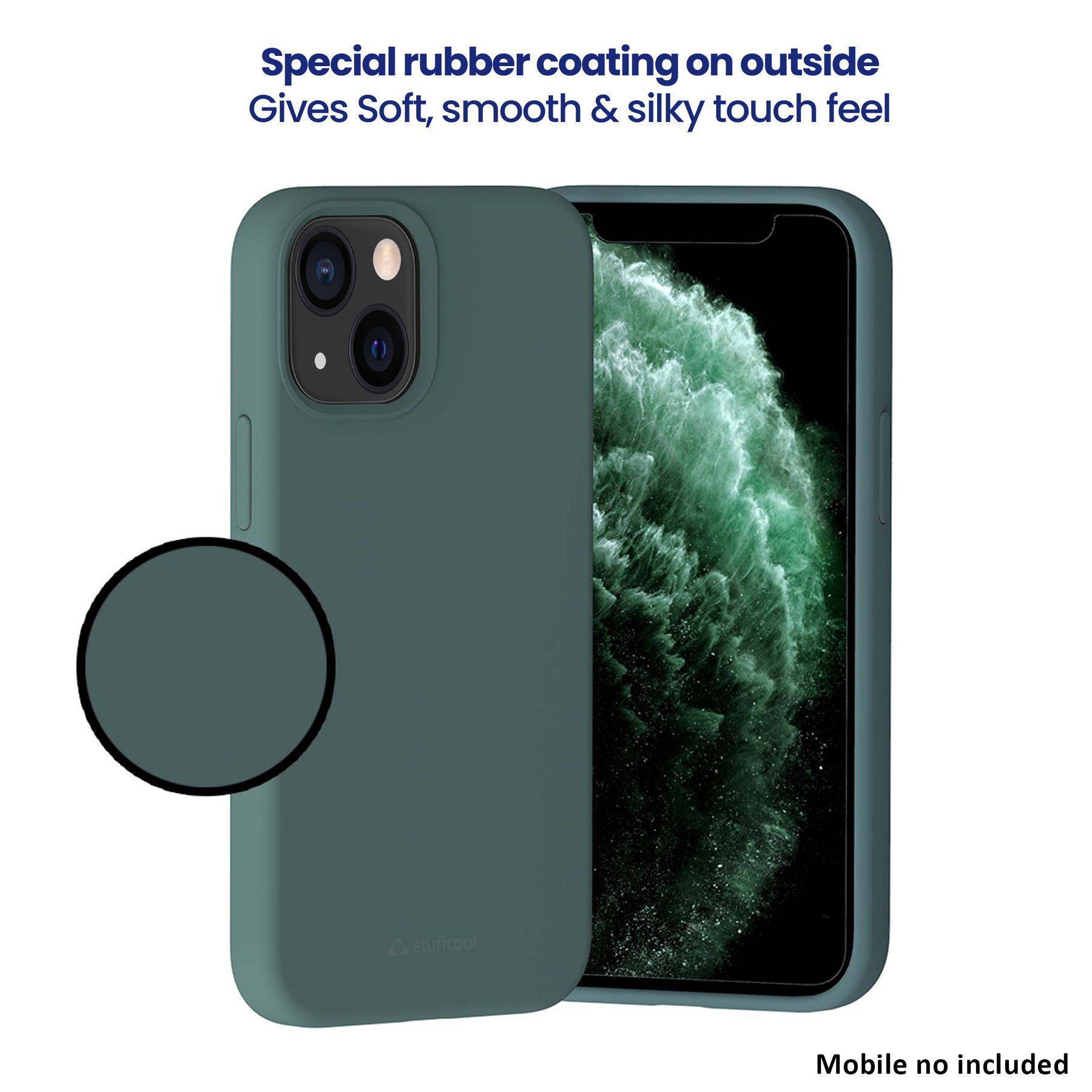 stuffcool Silo Soft and Smooth Rubber Back Cover for Apple iPhone 13 (Camera Protection, Green) stuffcool Silo Soft and Smooth Rubber Back Cover for Apple iPhone 13 (Camera Protection, Green)_3
