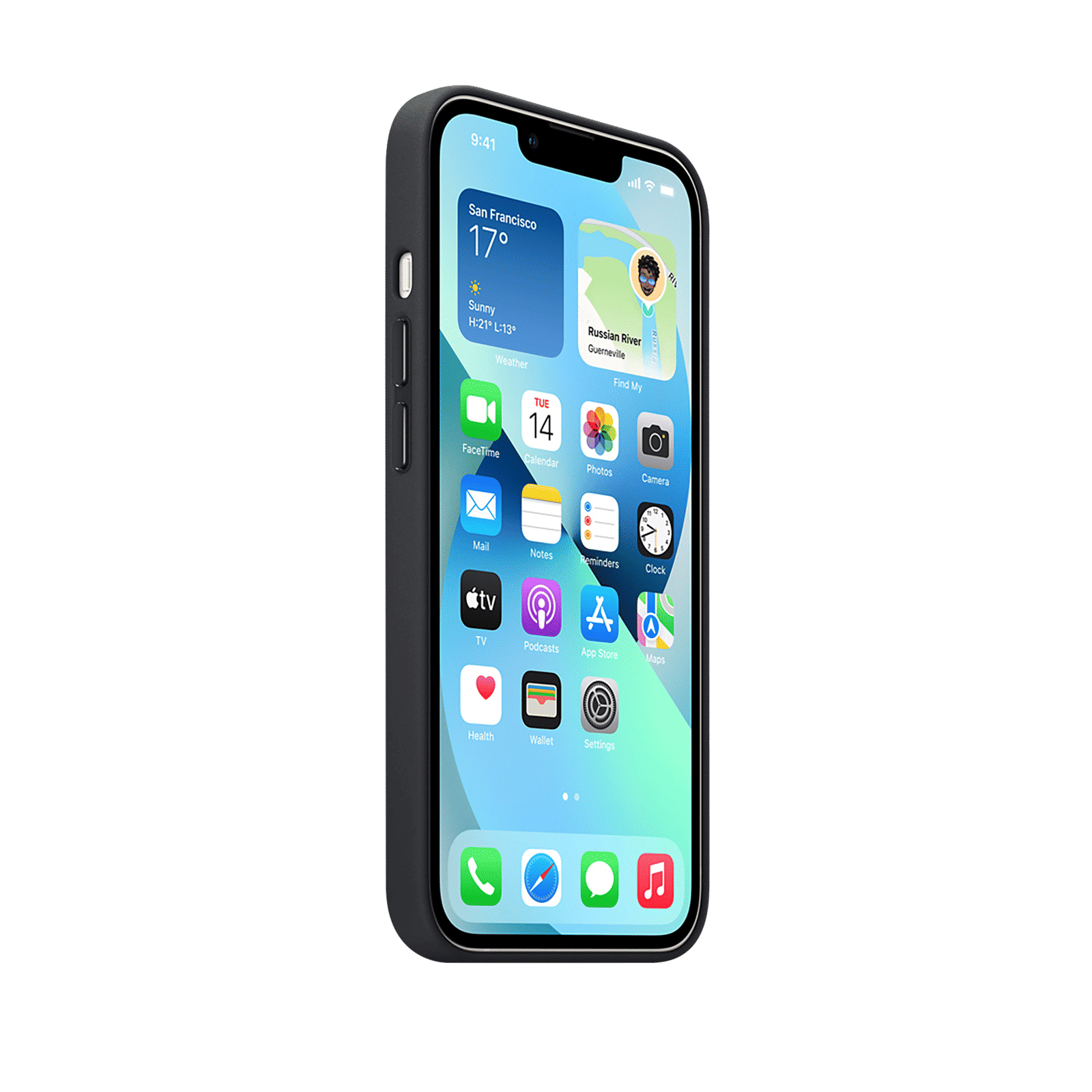 Apple Soft Leather Back Cover for Apple iPhone 13 (Supports Wireless Charging, Midnight)_4