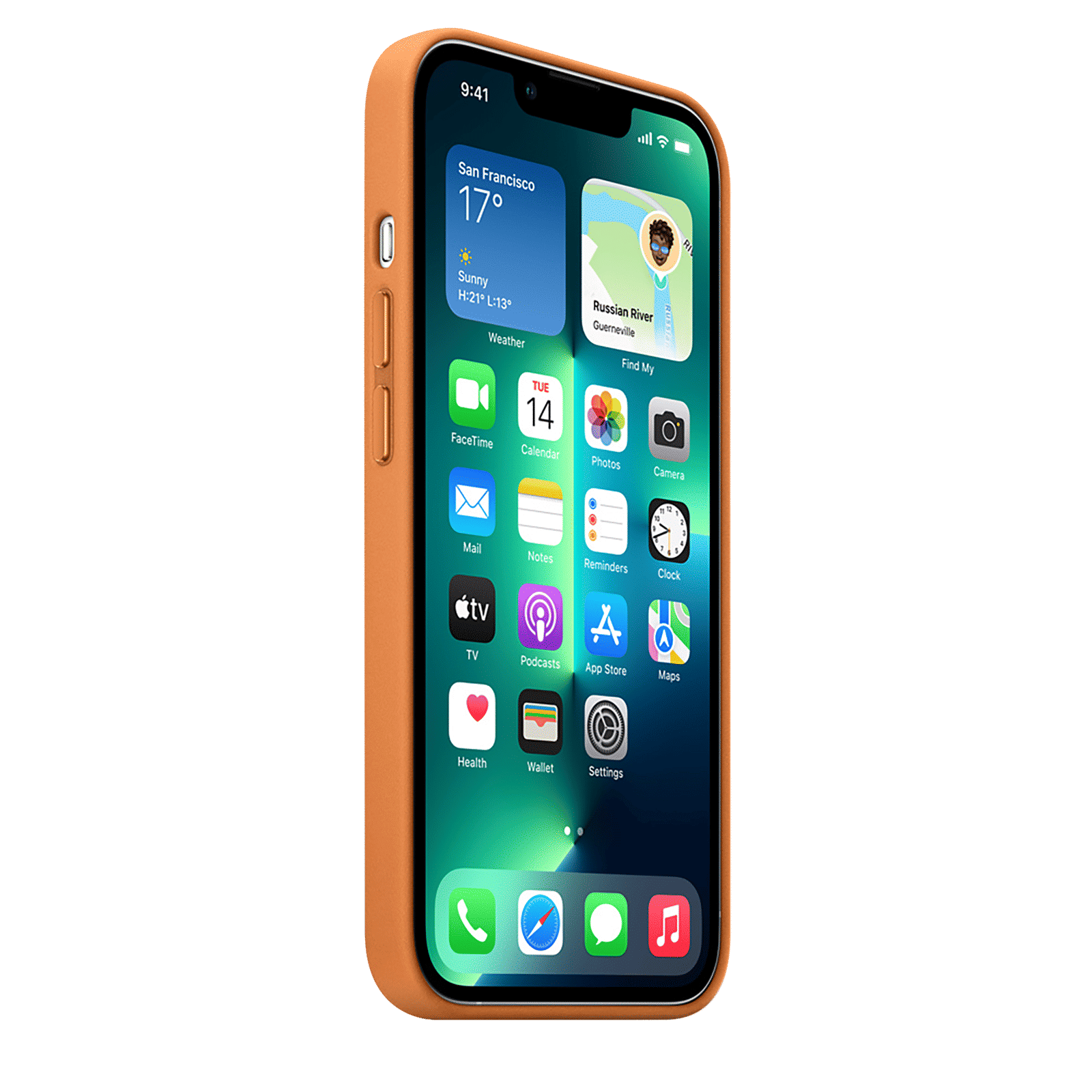 Apple Soft Leather Back Cover for Apple iPhone 13 Pro (Supports Wireless Charging, Golden Brown)_3