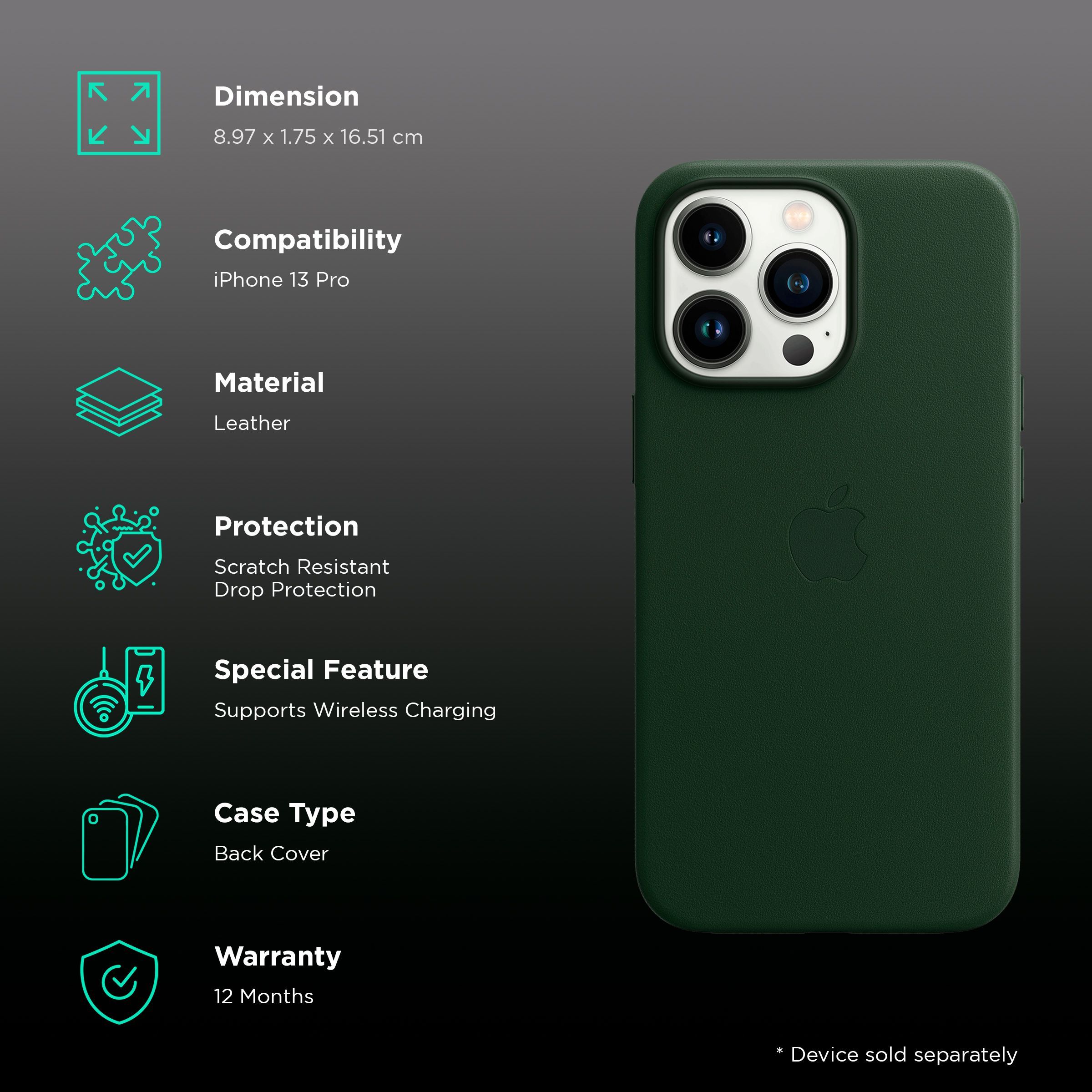 Apple Soft Leather Back Cover for Apple iPhone 13 Pro (Supports Wireless Charging, Sequoia Green) Apple Soft Leather Back Cover for Apple iPhone 13 Pro (Supports Wireless Charging, Sequoia Green)_2