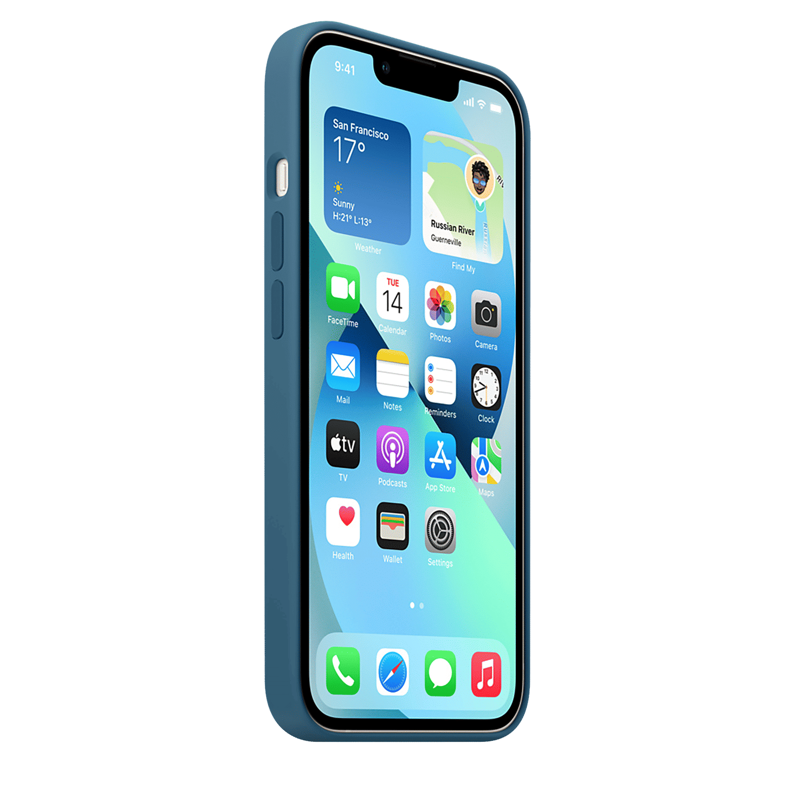 Apple Soft Silicone Back Cover for Apple iPhone 13 (Supports Wireless Charging, Blue Jay)_3