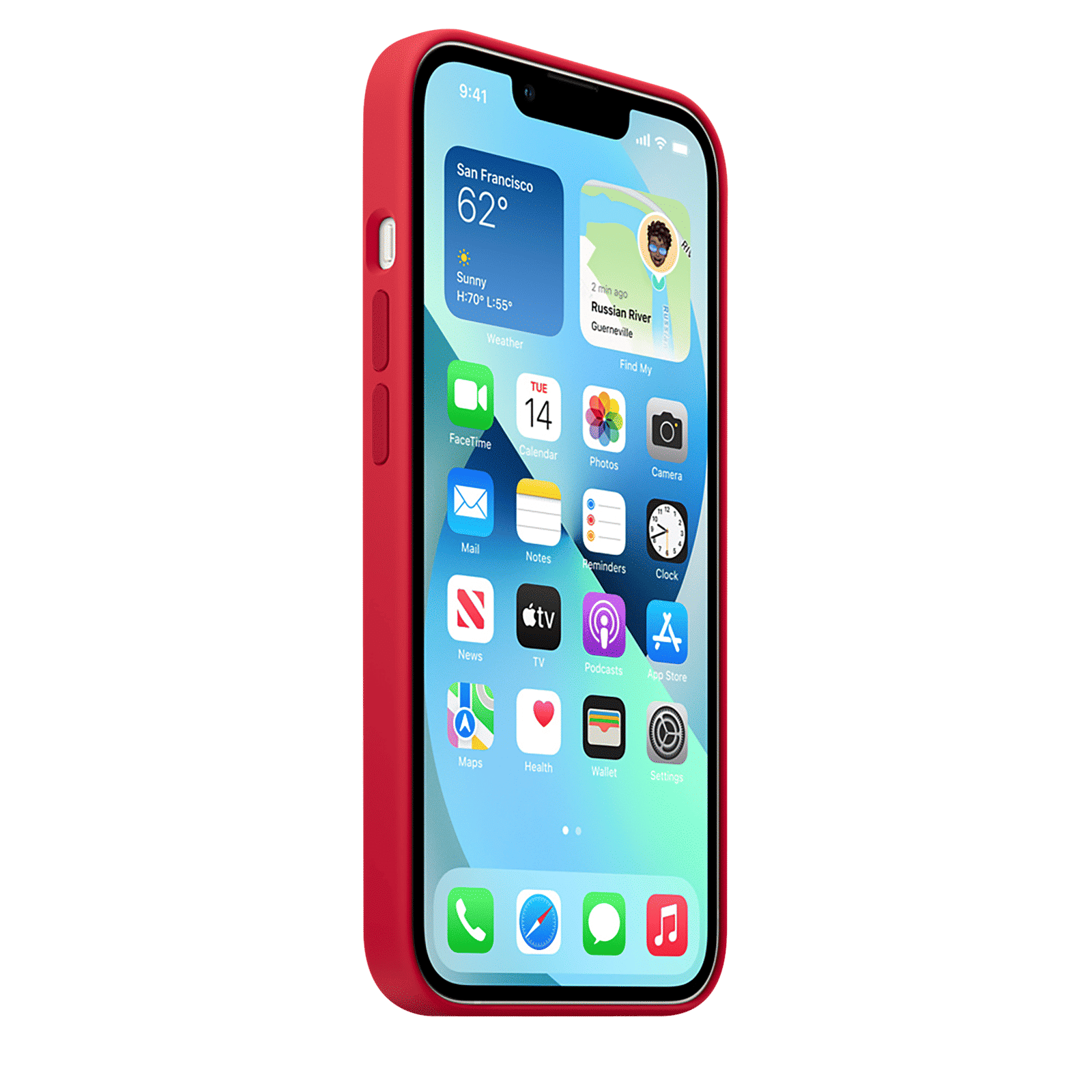 Apple Soft Silicone Back Cover for Apple iPhone 13 (Supports Wireless Charging, (Product) Red)_3