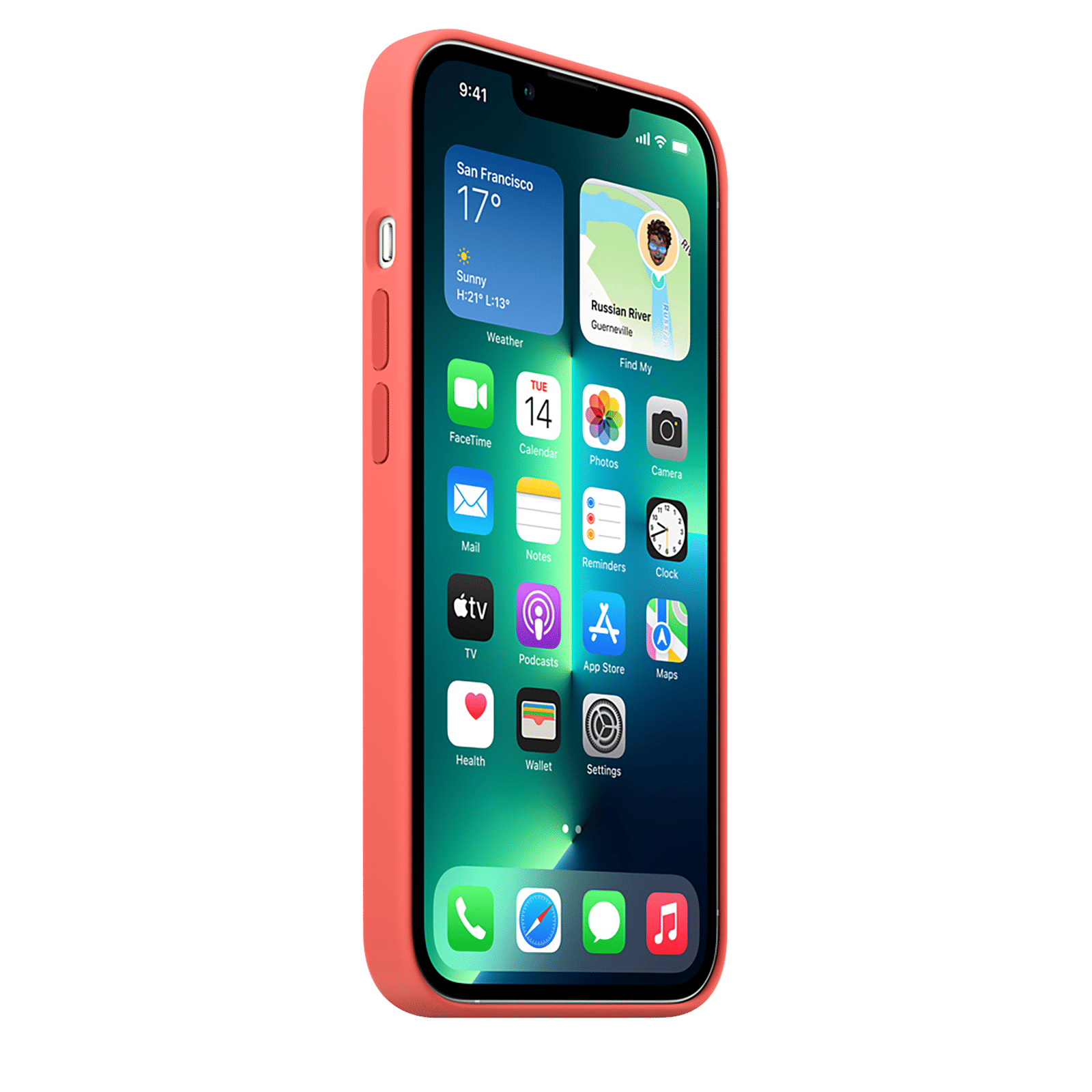 Apple Soft Silicone Back Cover for Apple iPhone 13 Pro (Supports Wireless Charging, Pink Pomelo)_3