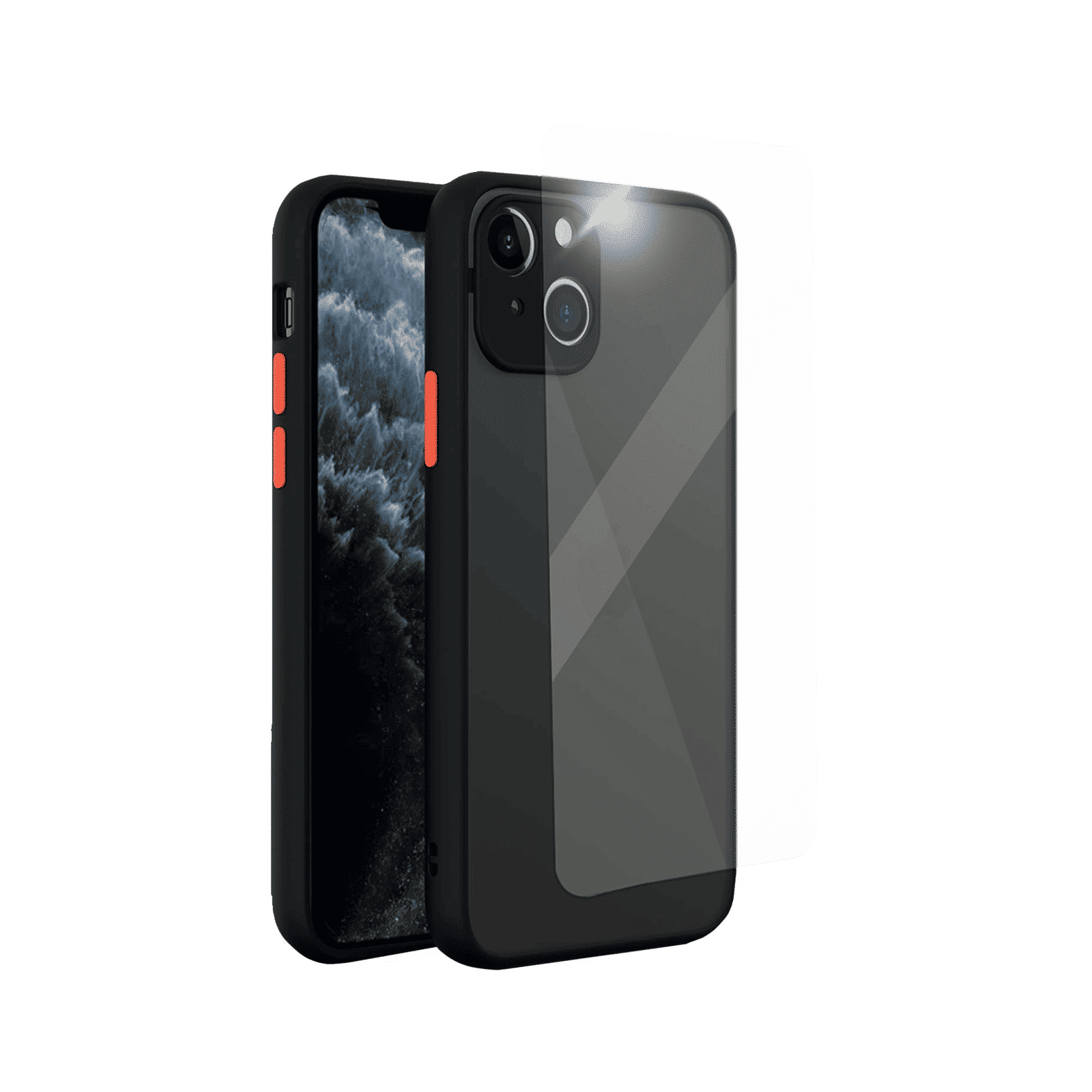 Arrow Duplex Screen Protector & Polycarbonate Back Cover Combo for Apple iPhone 13 (Anti Scratch Design, Black)_1