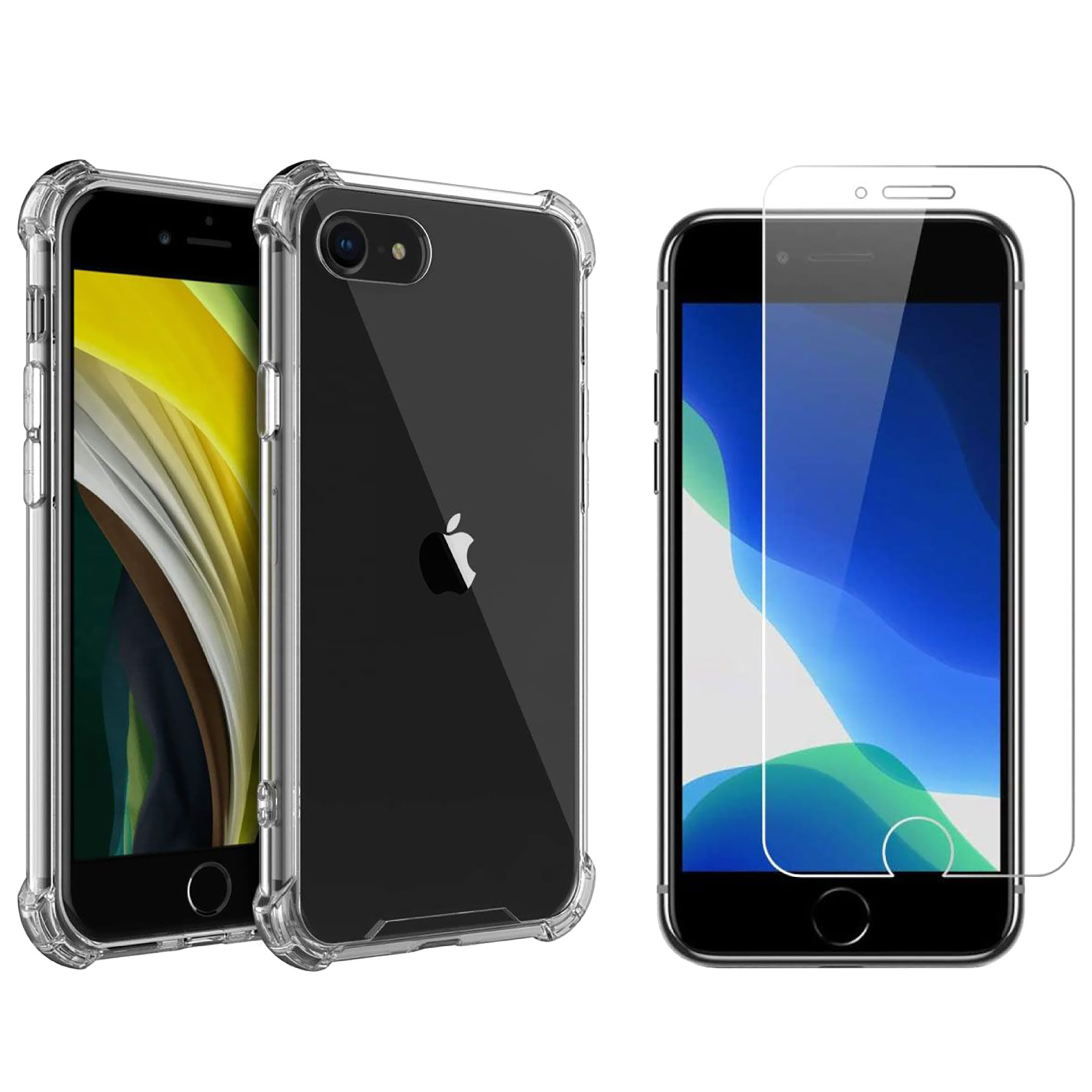 ESSE Screen Protector & TPU Back Cover Combo for Apple iPhone SE 2 (Drop Protection, Clear)_1