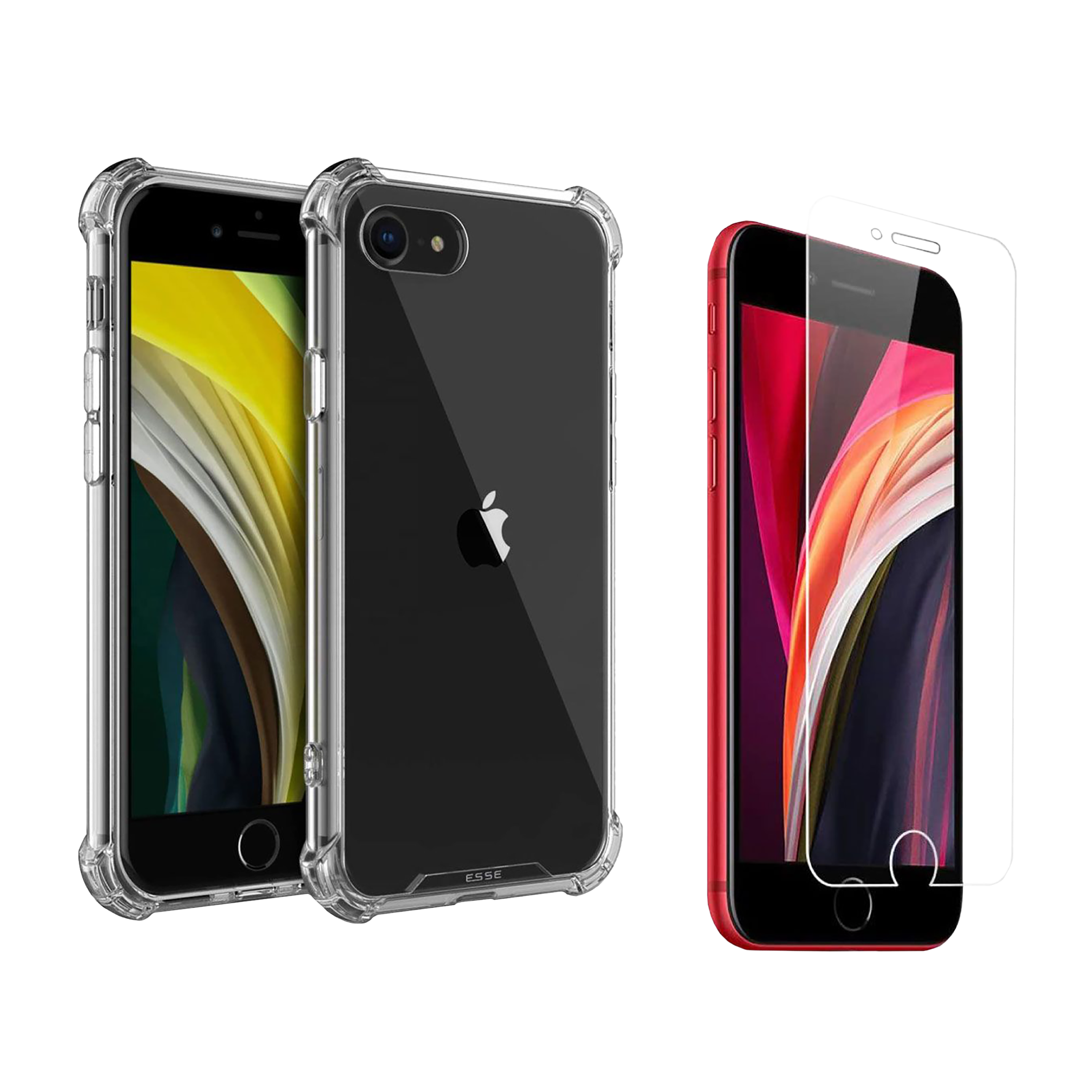 ESSE Screen Protector & TPU Back Cover Combo for Apple iPhone SE 2 (Drop Protection, Clear)_10