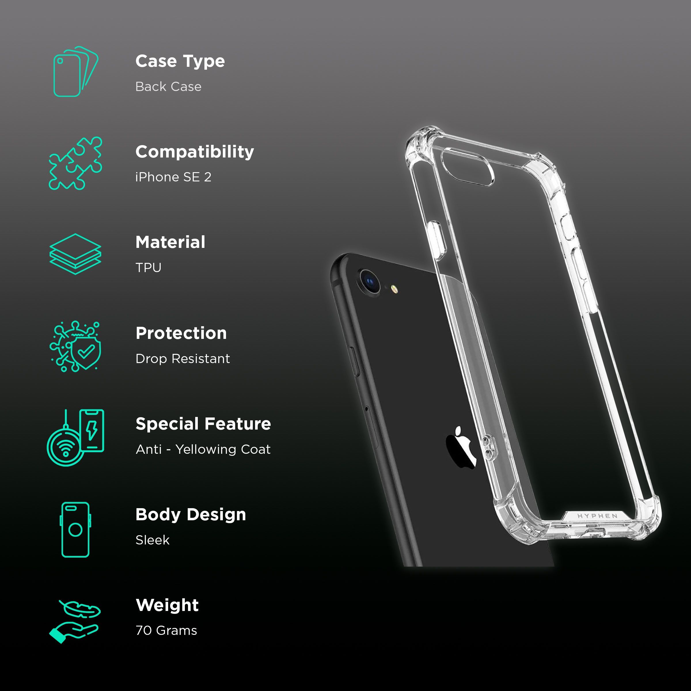 ESSE Screen Protector & TPU Back Cover Combo for Apple iPhone SE 2 (Drop Protection, Clear)_2