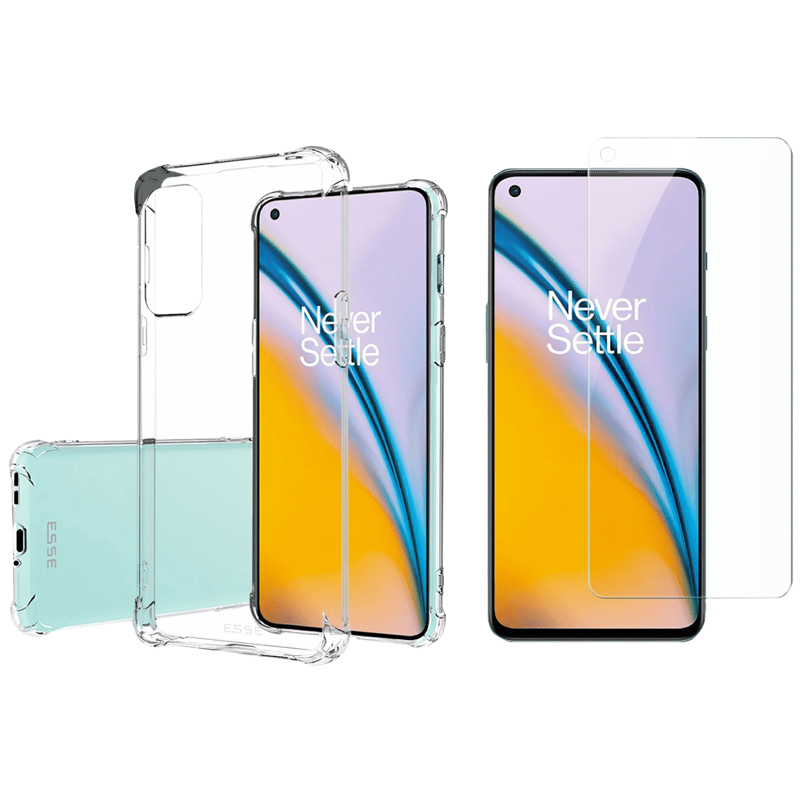 ESSE Screen Protector & TPU Back Cover Combo for OnePlus Nord 2 5G (Drop Protection, Clear)_1