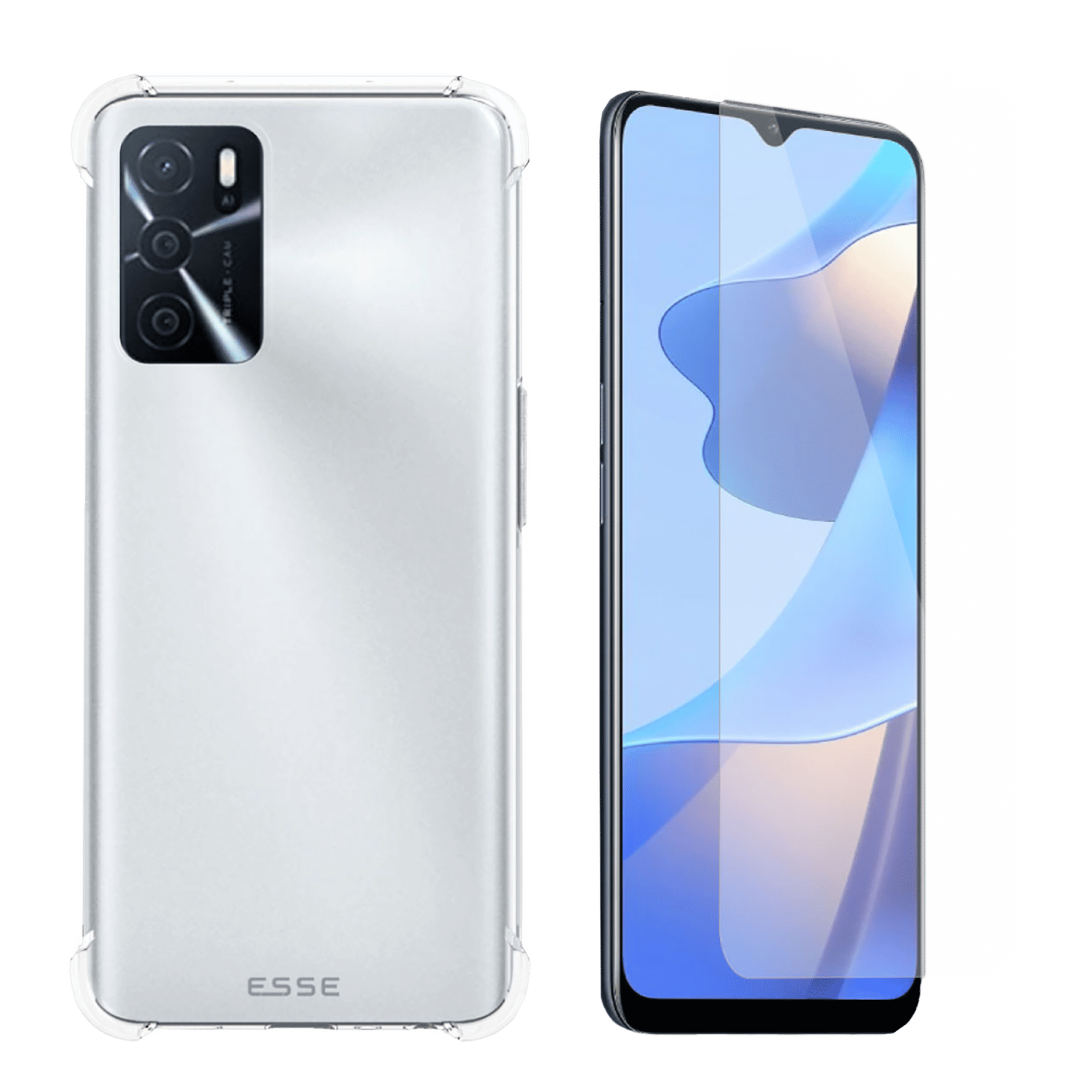 ESSE Screen Protector & TPU Back Cover Combo for OPPO A16 (Drop Protection, Clear)_1