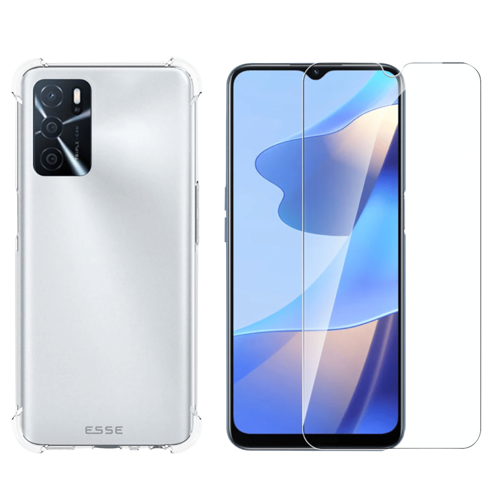 ESSE Screen Protector & TPU Back Cover Combo for OPPO A16 (Drop Protection, Clear)_6