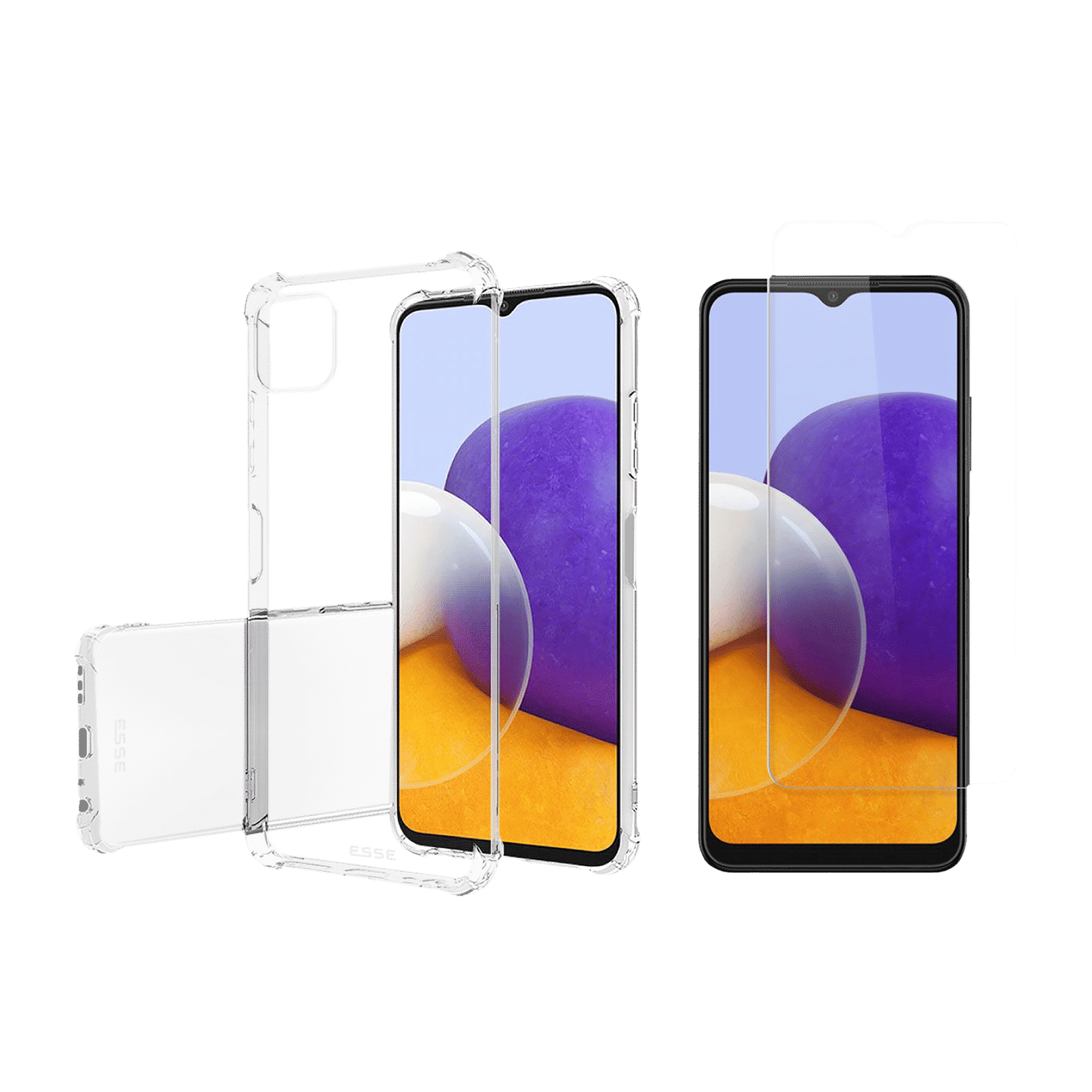ESSE Screen Protector & TPU Back Cover Combo for SAMSUNG Galaxy A22 (Drop Protection, Clear)_1
