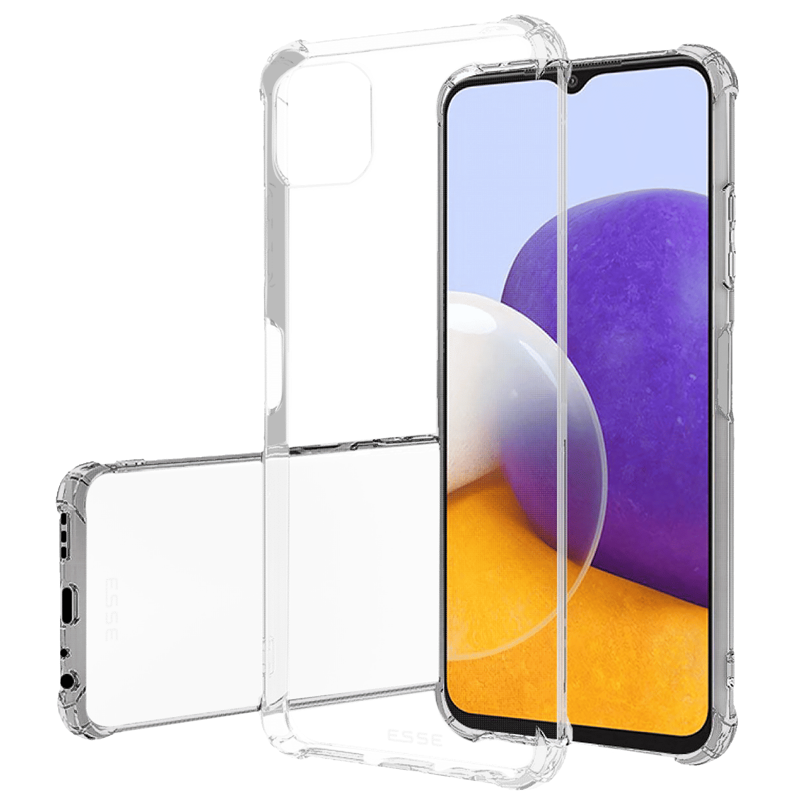 ESSE Screen Protector & TPU Back Cover Combo for SAMSUNG Galaxy A22 (Drop Protection, Clear)_2