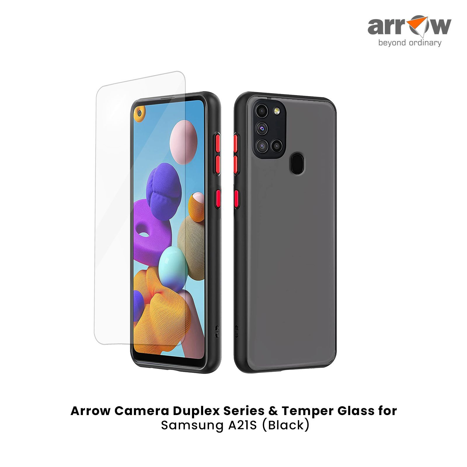 ARROW Duplex Series Polycarbonate Back Cover for Samsung A21S (Camera Protection, Black)_4