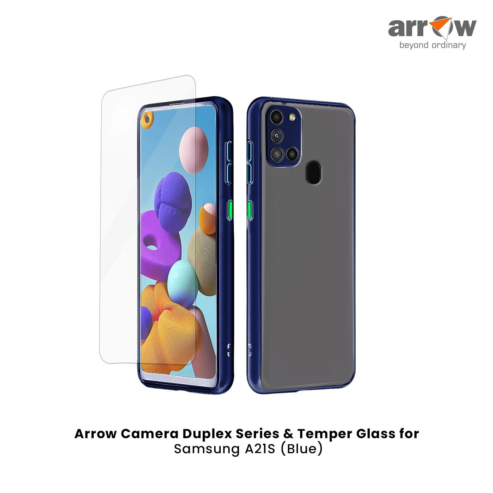 ARROW Duplex Series Polycarbonate Back Cover for Samsung A21S (Camera Protection, Blue)_4