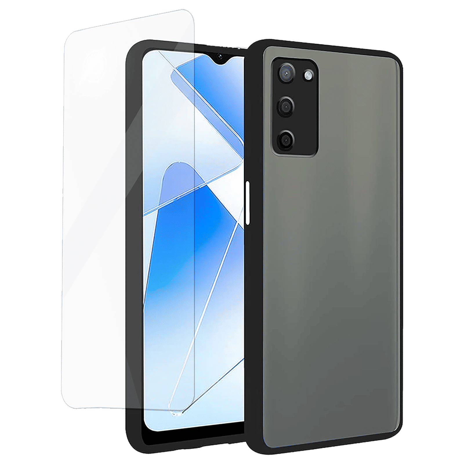 ARROW Duplex Tempered Glass & Polycarbonate Back Case Combo for oppo A55 (Enhanced Camera Protection, Black) ARROW Duplex Tempered Glass & Polycarbonate Back Case Combo for oppo A55 (Enhanced Camera Protection, Black)_1
