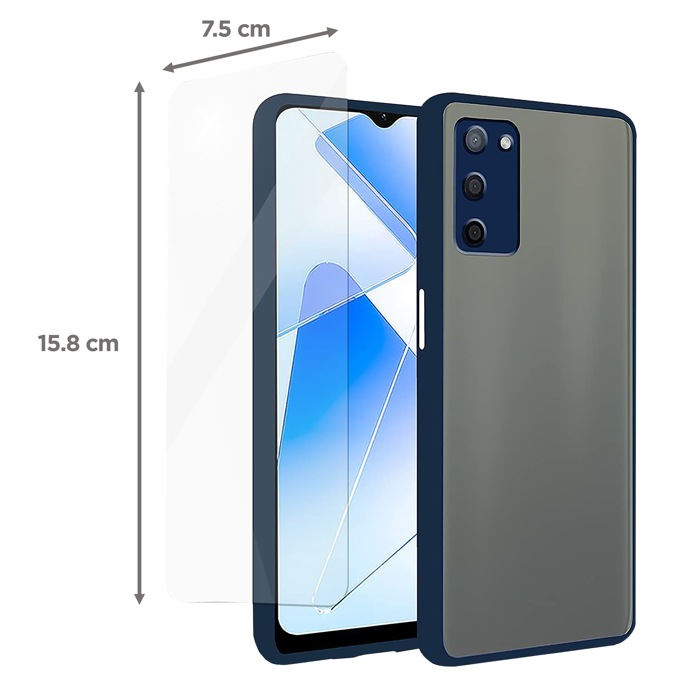 ARROW Duplex Combo Polycarbonate Back Cover for Oppo A55 (Camera Protection, Blue)_2