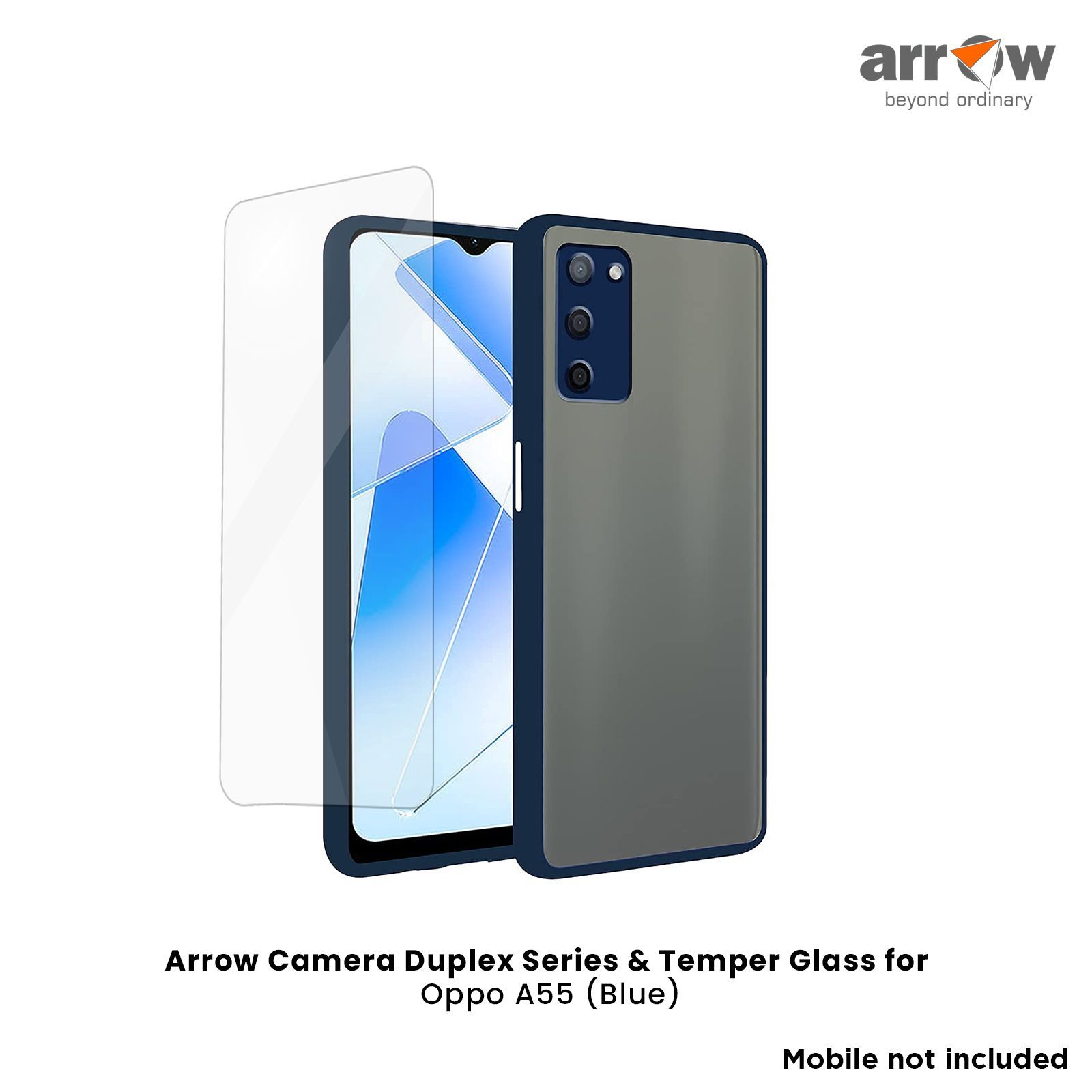 ARROW Duplex Combo Polycarbonate Back Cover for Oppo A55 (Camera Protection, Blue)_3
