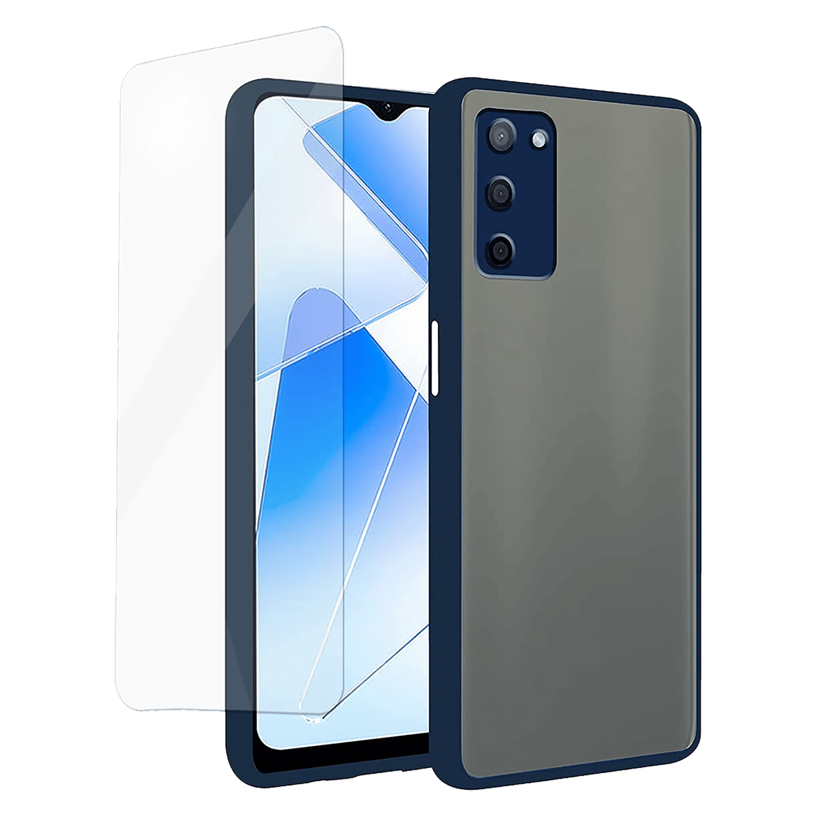 ARROW Duplex Combo Polycarbonate Back Cover for Oppo A55 (Camera Protection, Blue)_1