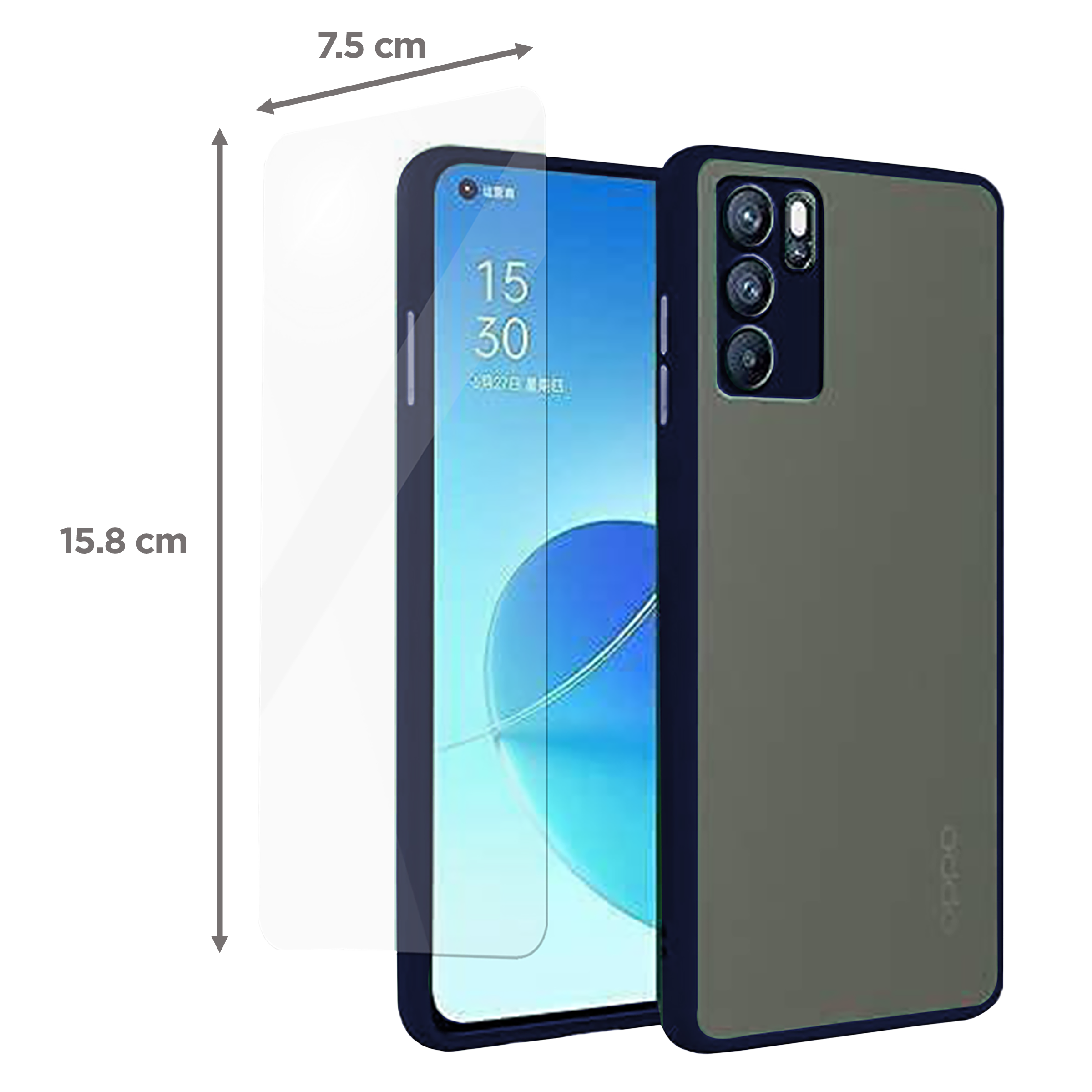 ARROW Duplex Series Polycarbonate Back Cover for Oppo A16 (Camera Protection, Blue)_2