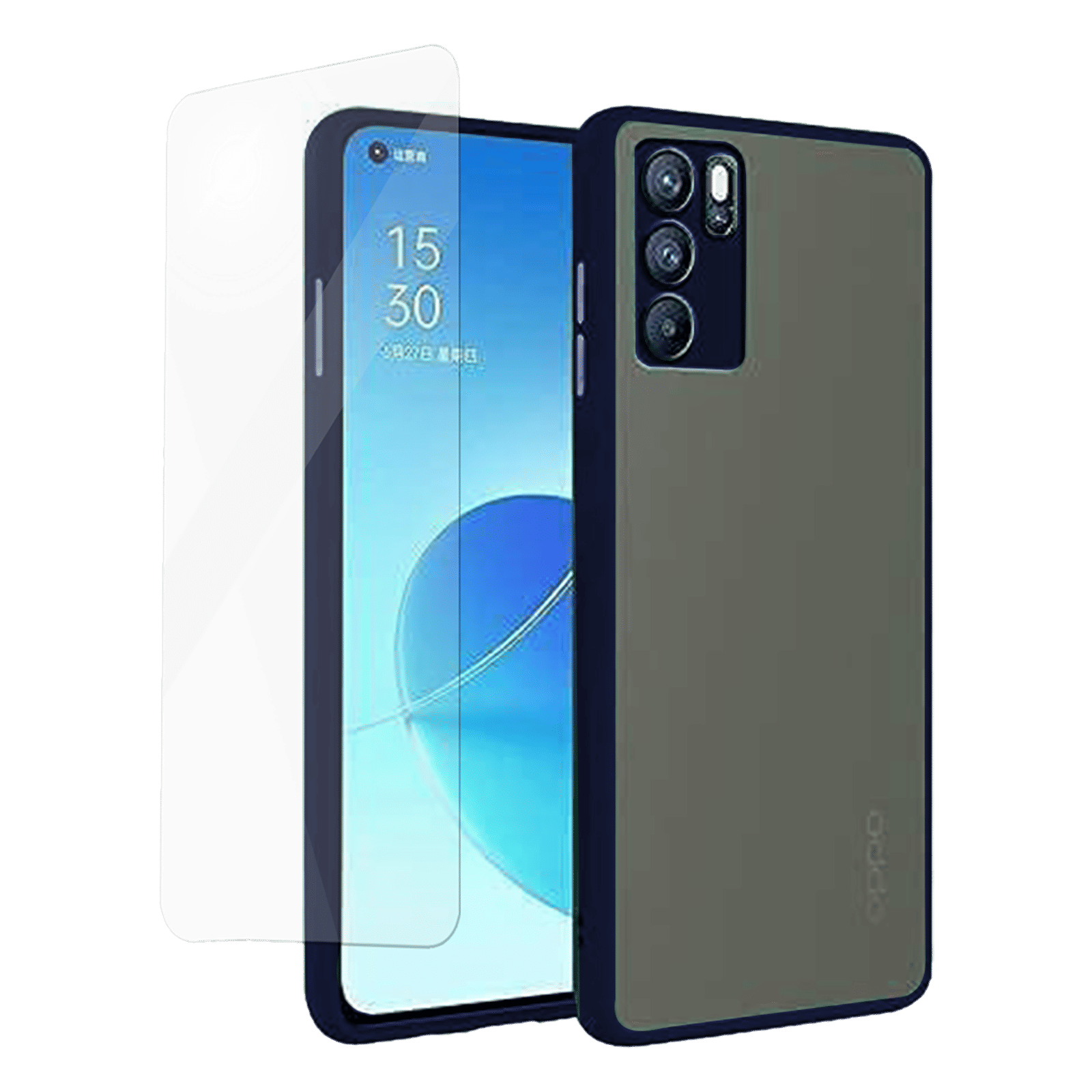 ARROW Duplex Series Polycarbonate Back Cover for Oppo A16 (Camera Protection, Blue)_1