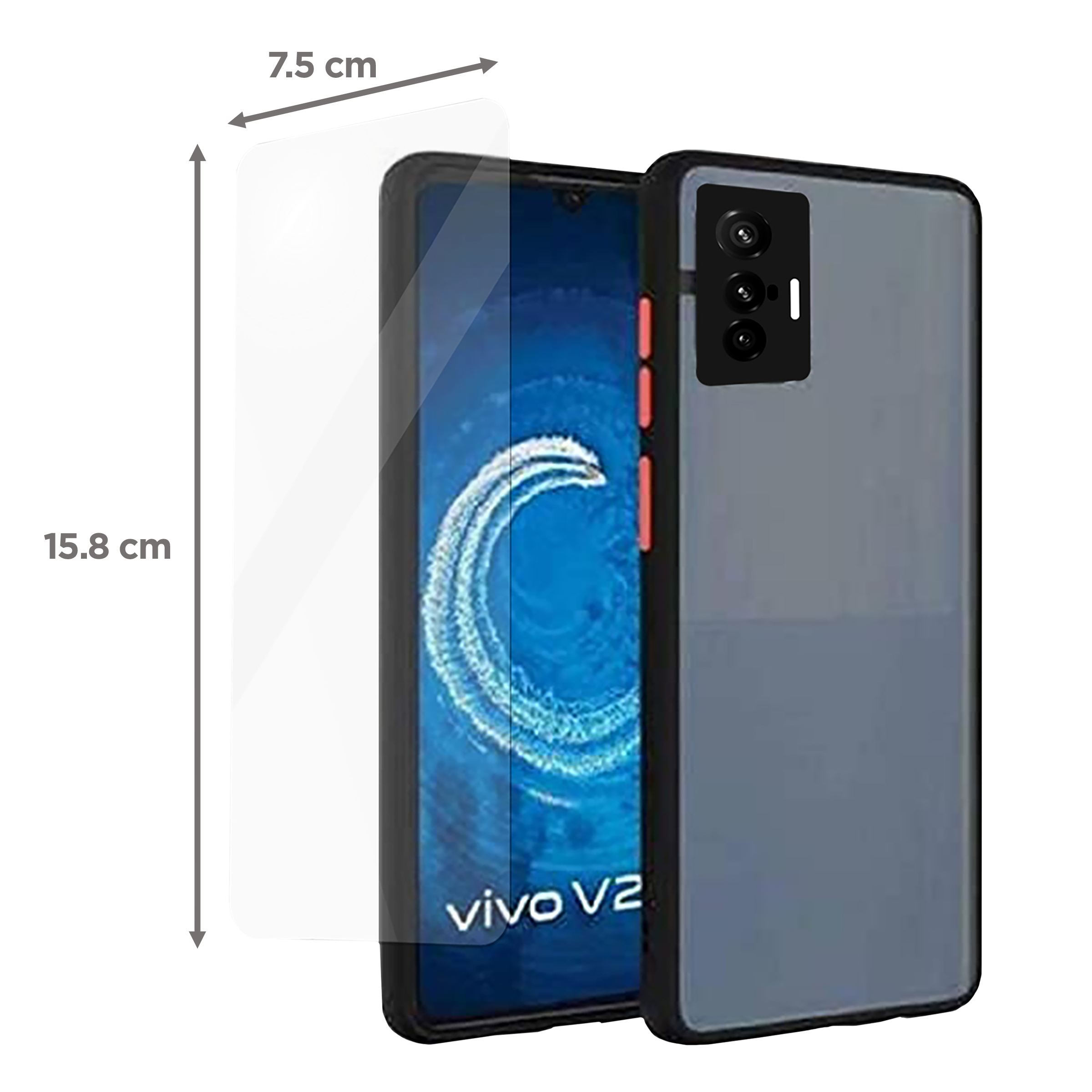 ARROW Duplex Series Tempered Glass & Polycarbonate Back Cover Combo for vivo X70 (Anti Scratch Design, Black)_2